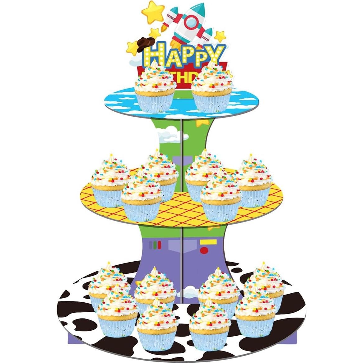 Soporte para Cupcakes OULUN 3 Niveles 30.48cm Cartón Azul