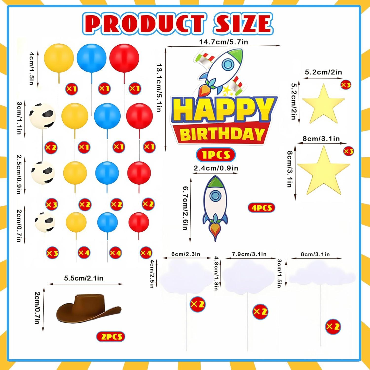 57 Piezas Adornos de Pastel Temáticos Ocool - Cielo, Nubes y Vacas