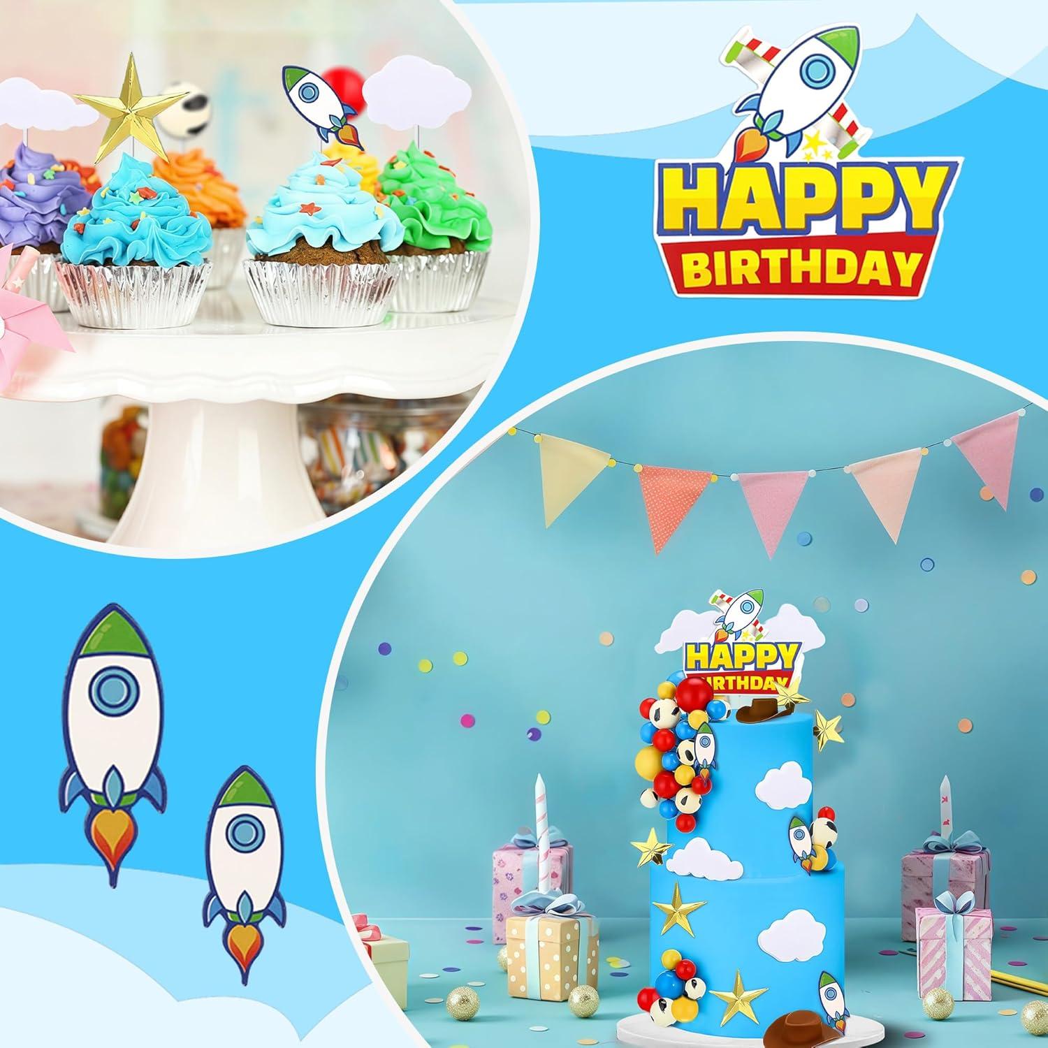 57 Piezas Adornos de Pastel Temáticos Ocool - Cielo, Nubes y Vacas