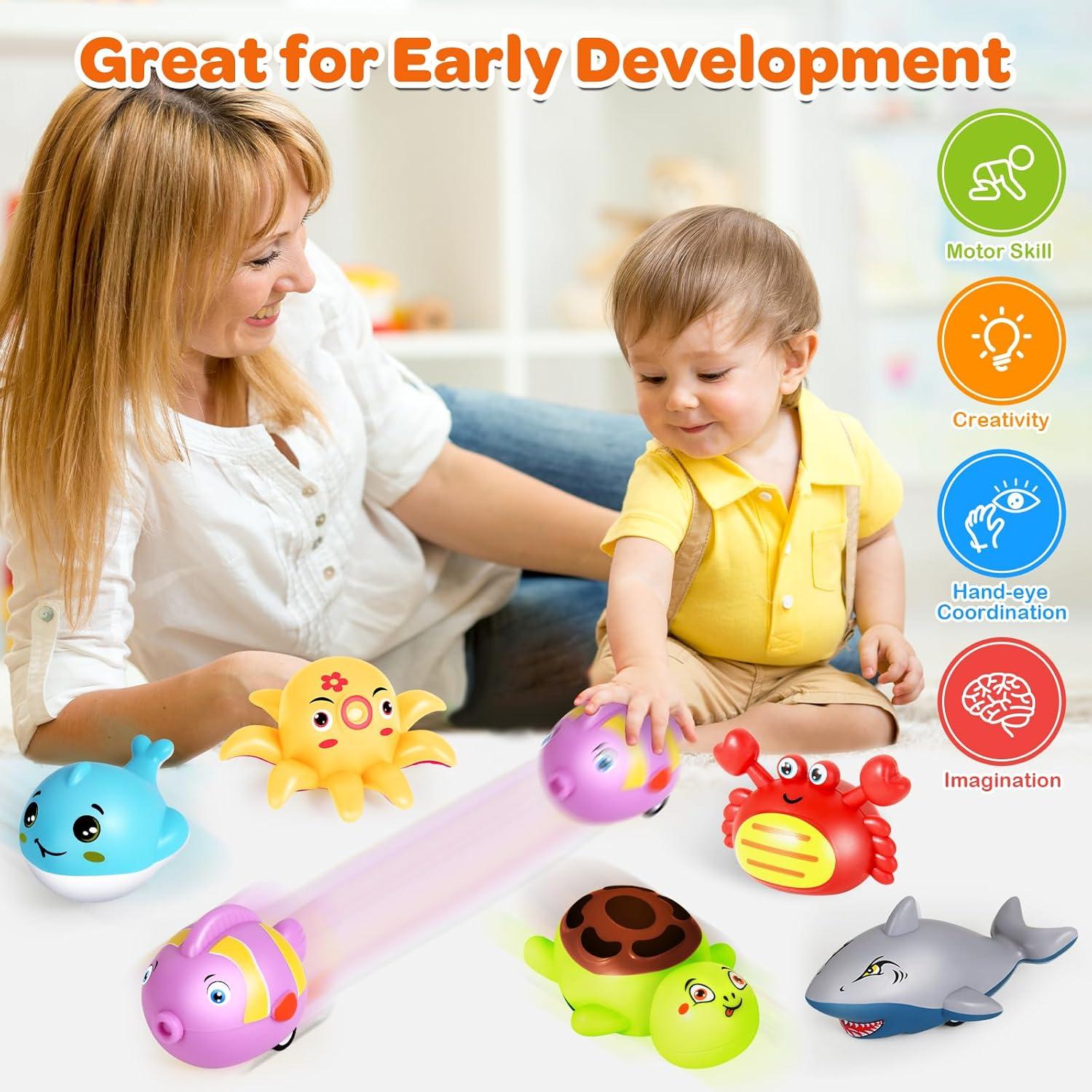 12 Coches de Retroceso MOONTOY para Niños 1-3 Años