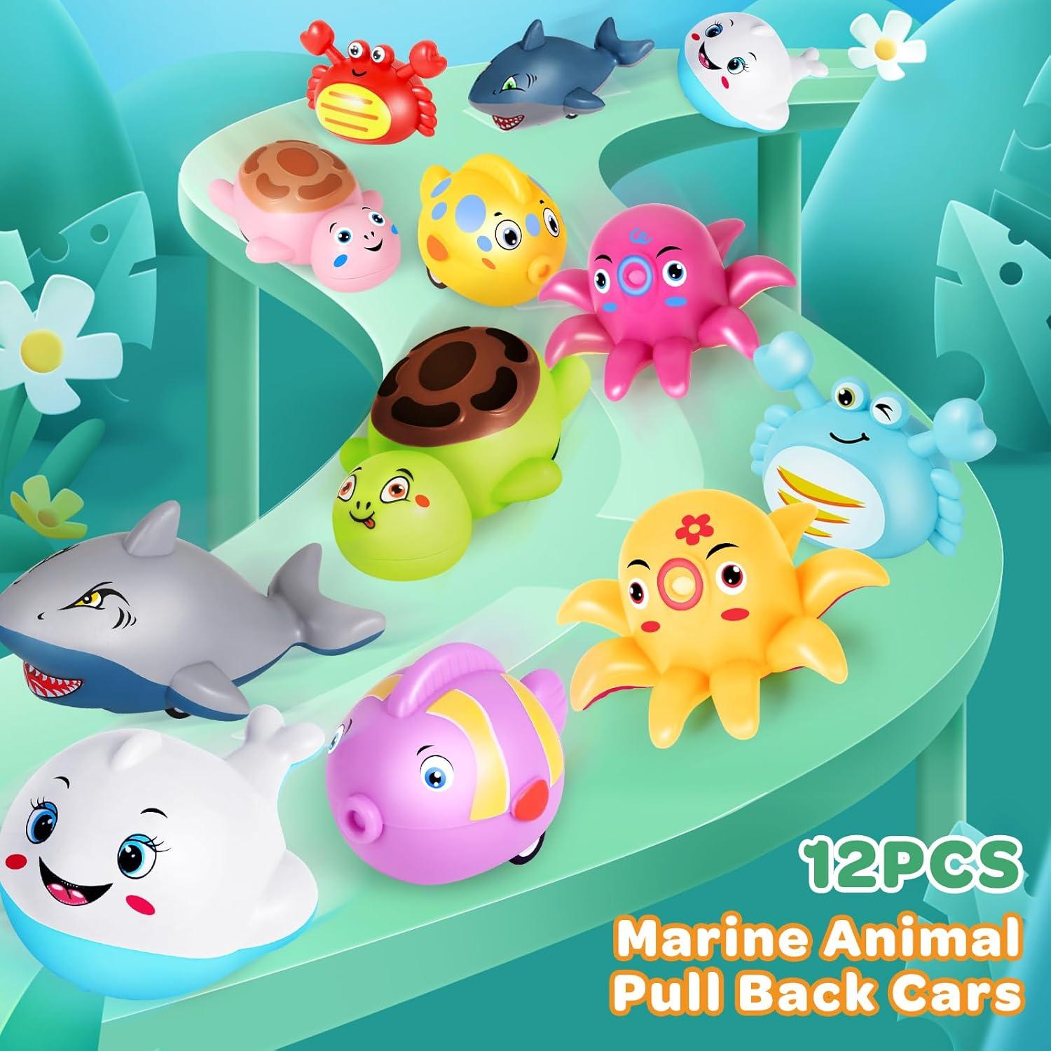 12 Coches de Retroceso MOONTOY para Niños 1-3 Años