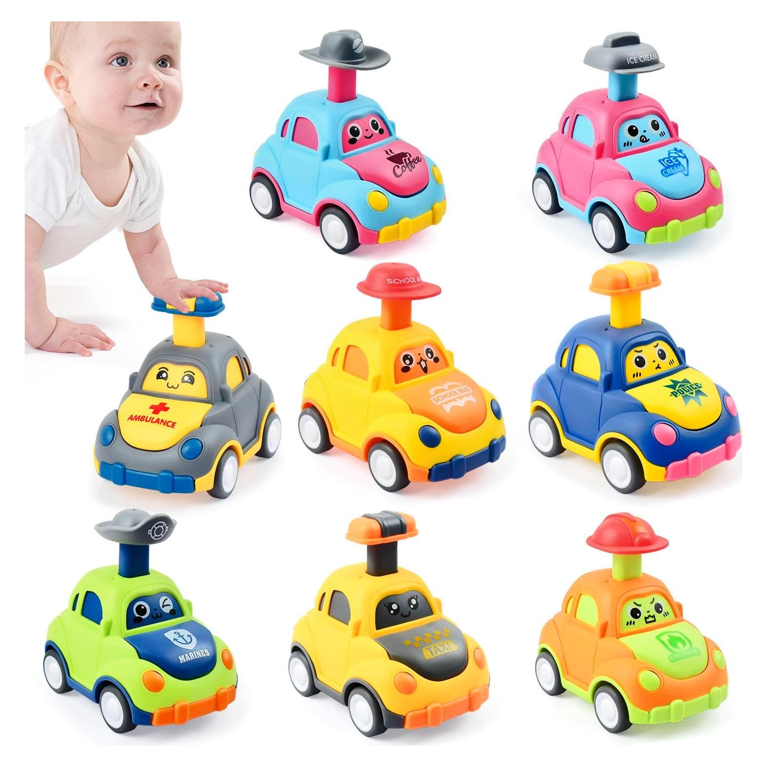 Set de 8 Coches de Juguete Presiona y Ve soi-meme para Niños