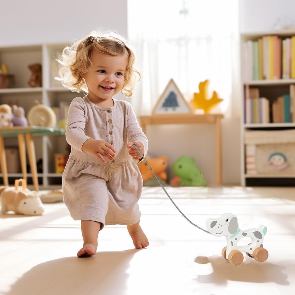 Juguete de Tirar de Madera Wooden Edu Perro 15.24x12.7 cm