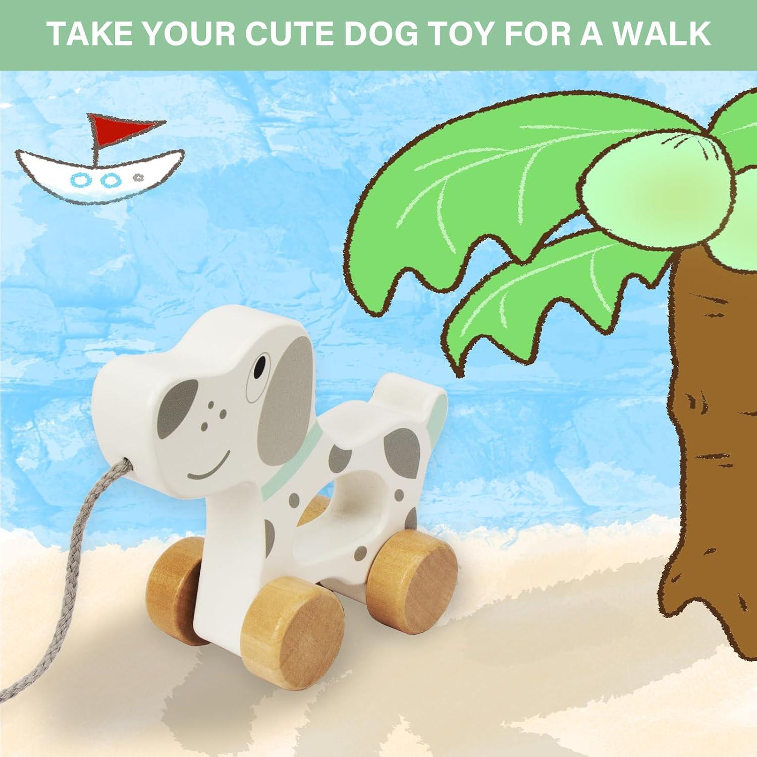 Juguete de Tirar de Madera Wooden Edu Perro 15.24x12.7 cm