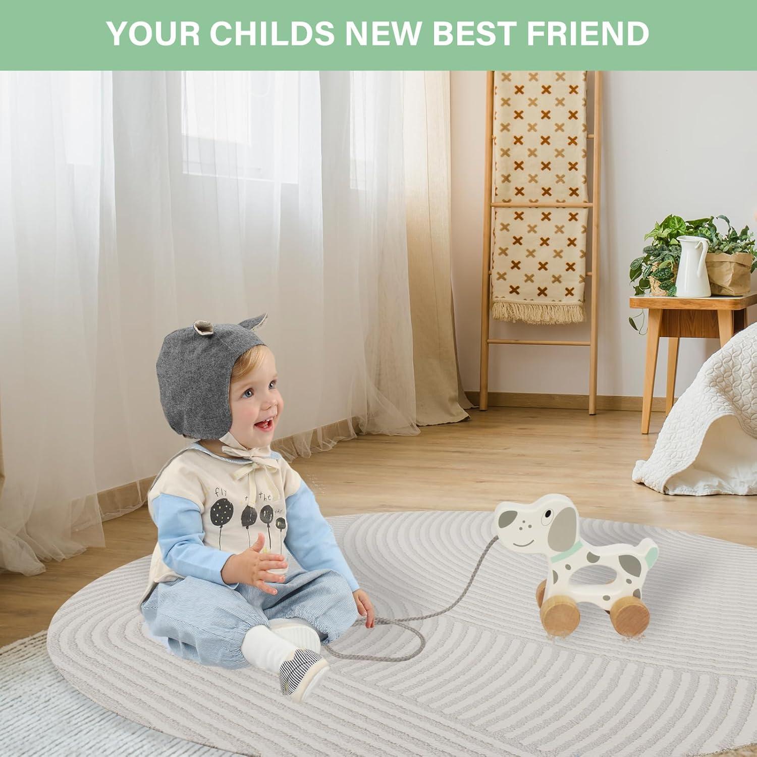 Juguete de Tirar de Madera Wooden Edu Perro 15.24x12.7 cm