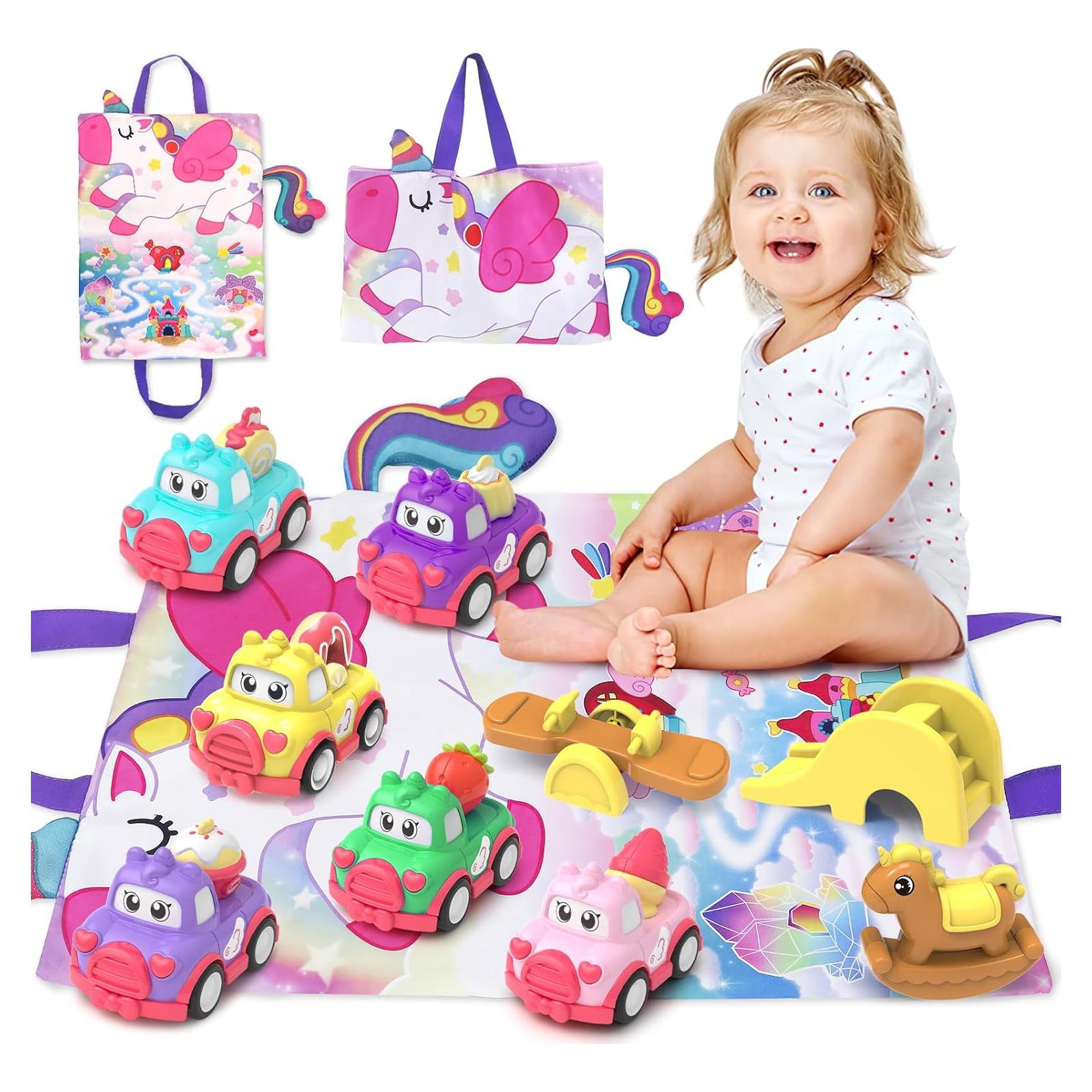 Juego de Coches de Juguete Seveclotree 10 PCS con Bolsa Unicornio