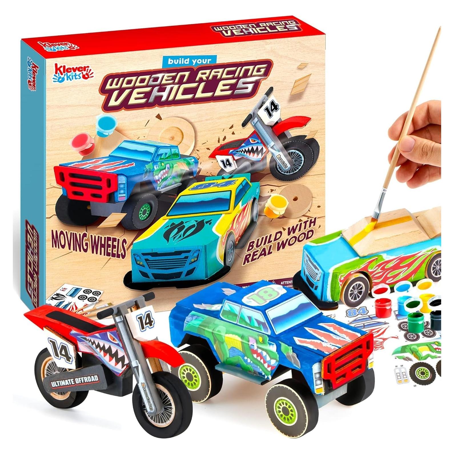 Kit de Manualidades JOYIN para Construir y Pintar Autos de Madera