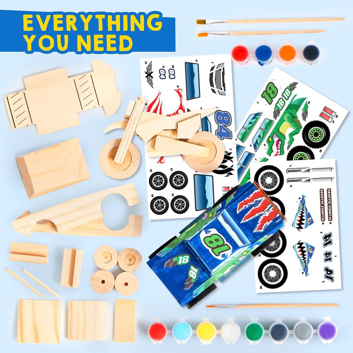 Kit de Manualidades JOYIN para Construir y Pintar Autos de Madera