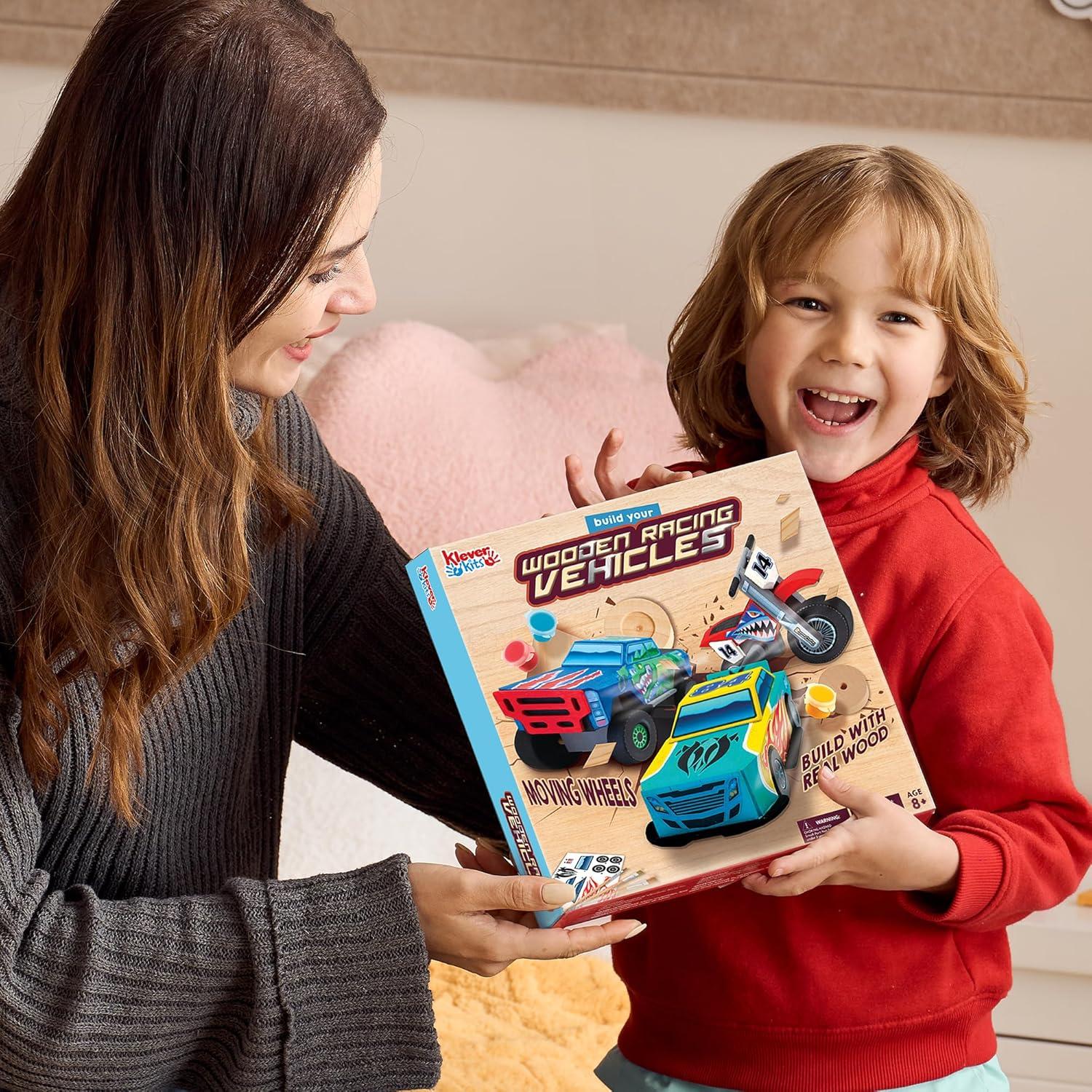 Kit de Manualidades JOYIN para Construir y Pintar Autos de Madera