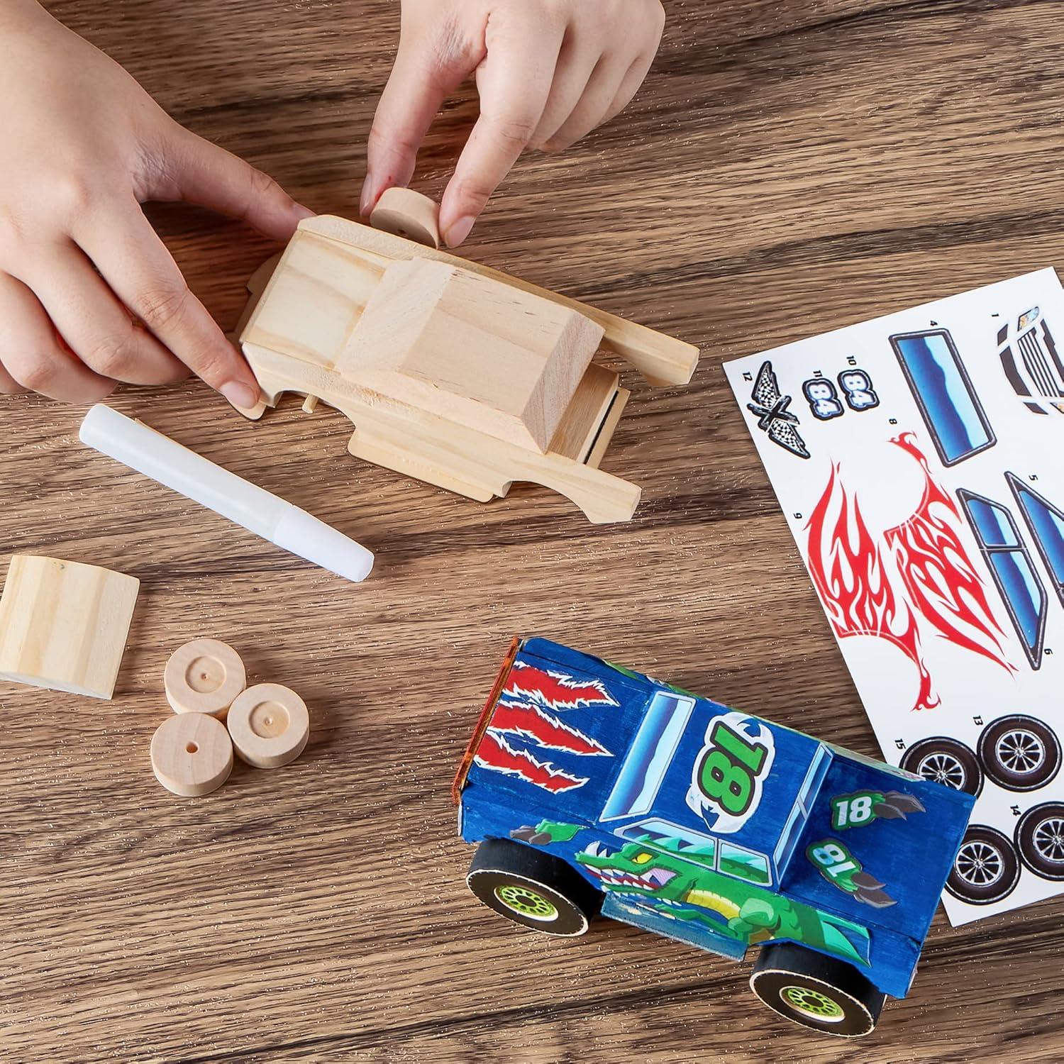 Kit de Manualidades JOYIN para Construir y Pintar Autos de Madera