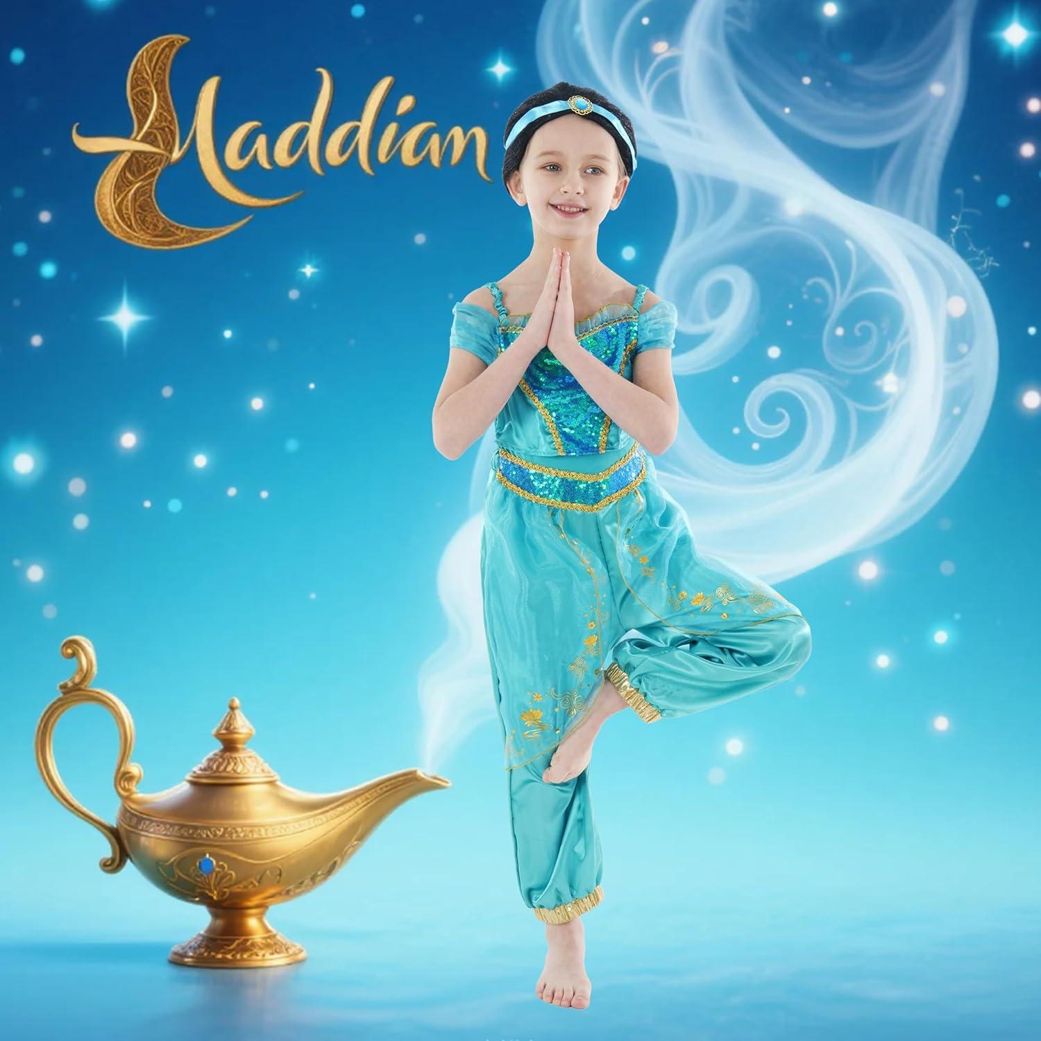 Disfraz de Princesa Jasmine para Niñas con Peluca - 2 a 8 Años