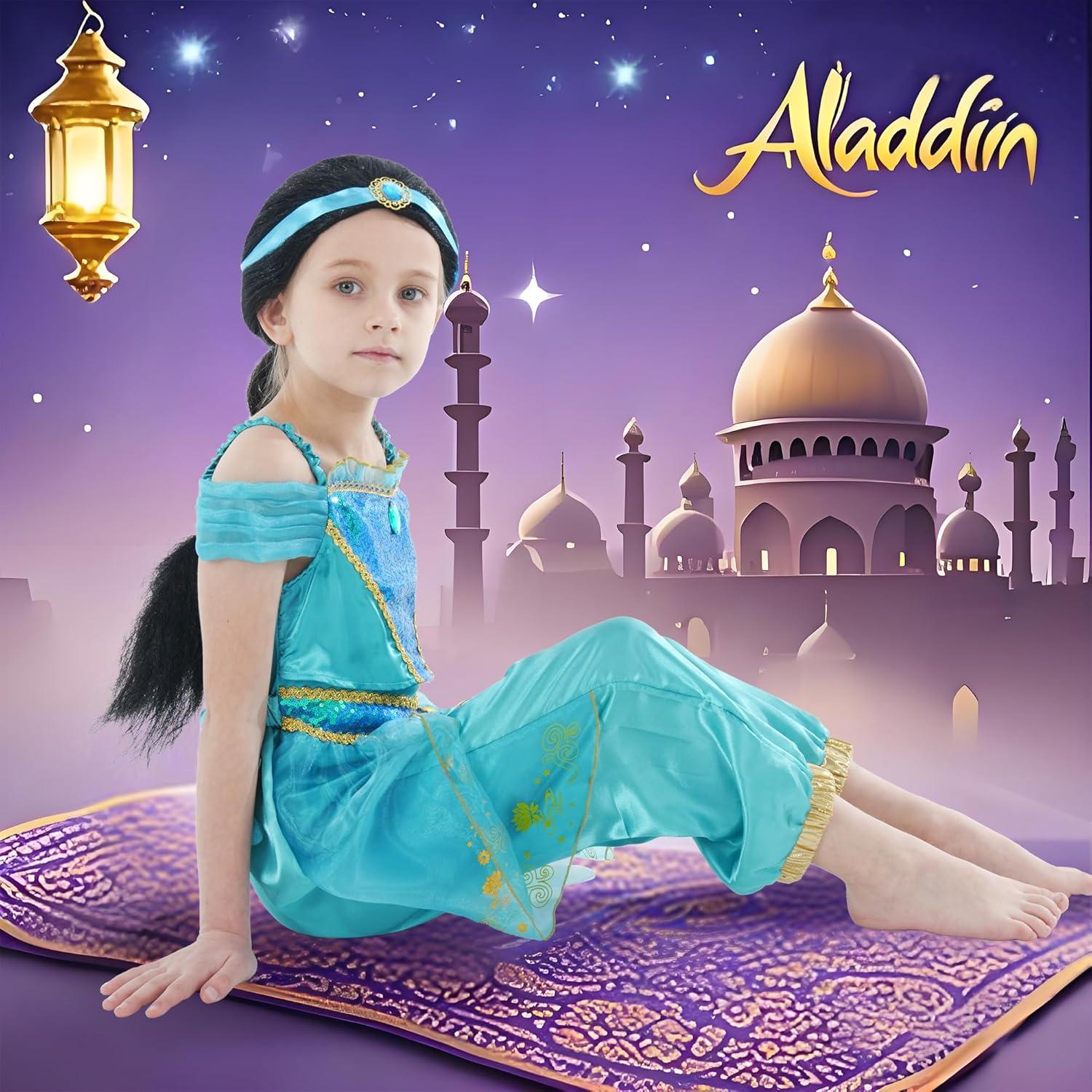 Disfraz de Princesa Jasmine para Niñas con Peluca - 2 a 8 Años