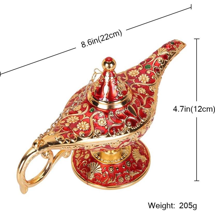 Lámpara Mágica de Aladino Vintage Oro y Rojo - Decoración y Joyería