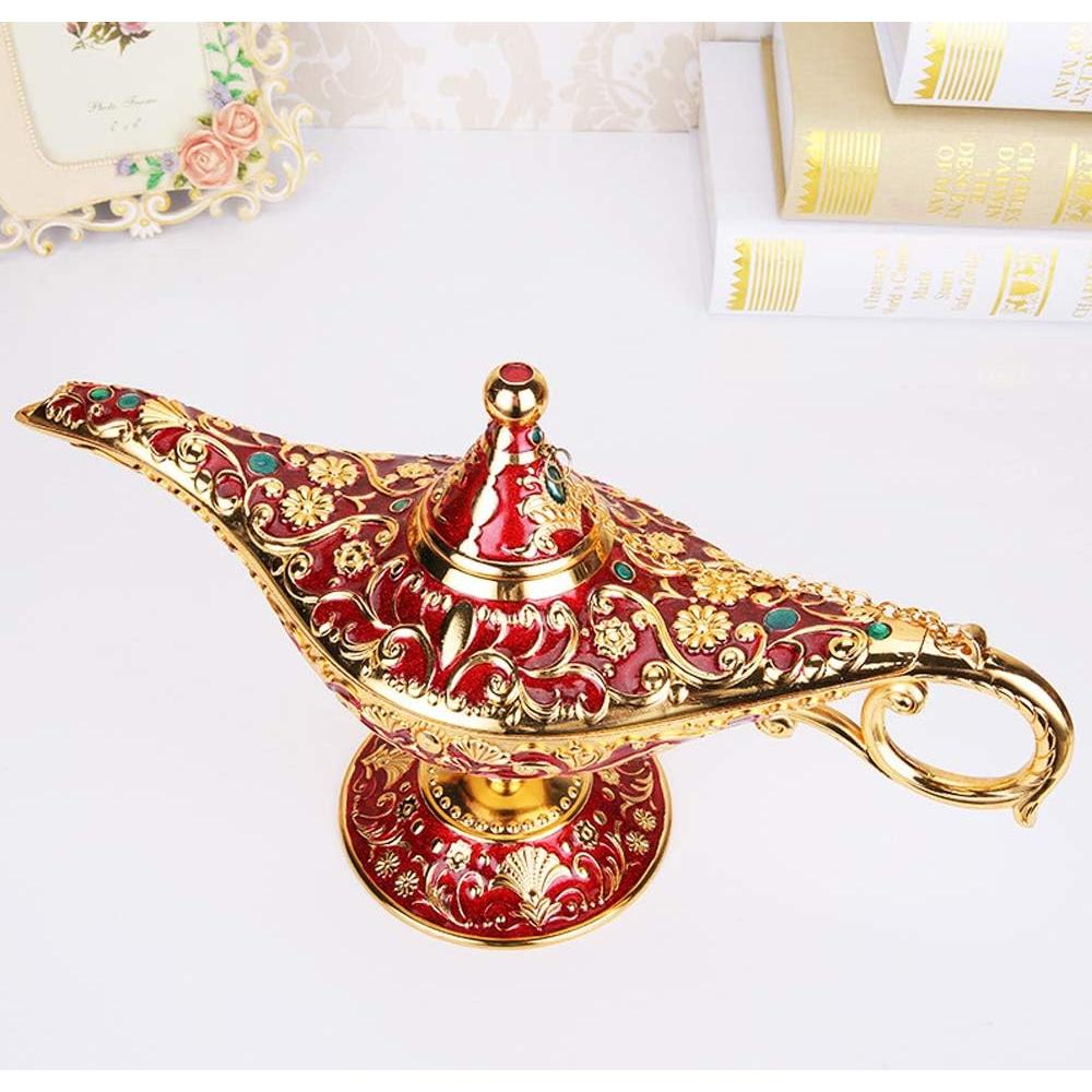 Lámpara Mágica de Aladino Vintage Oro y Rojo - Decoración y Joyería