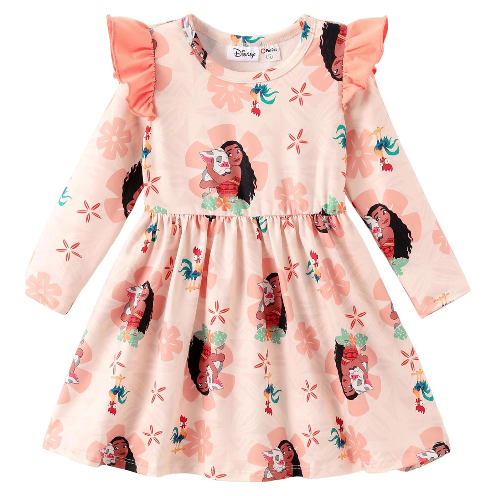Vestido de Manga Larga Coral Moana Disney para Niñas 3T