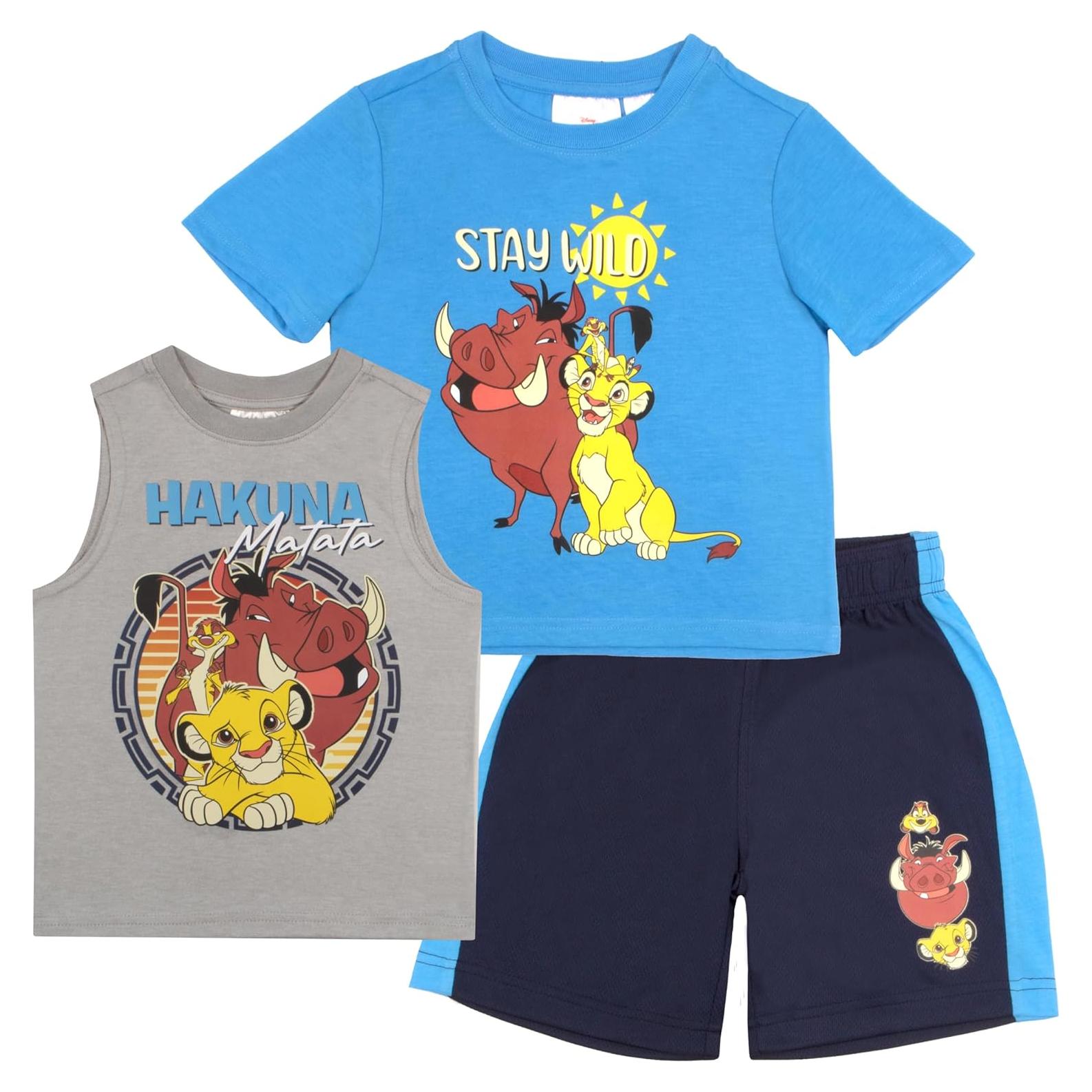 Conjunto Corto 3 Piezas Mickey Mouse Niños 3T Azul Cielo