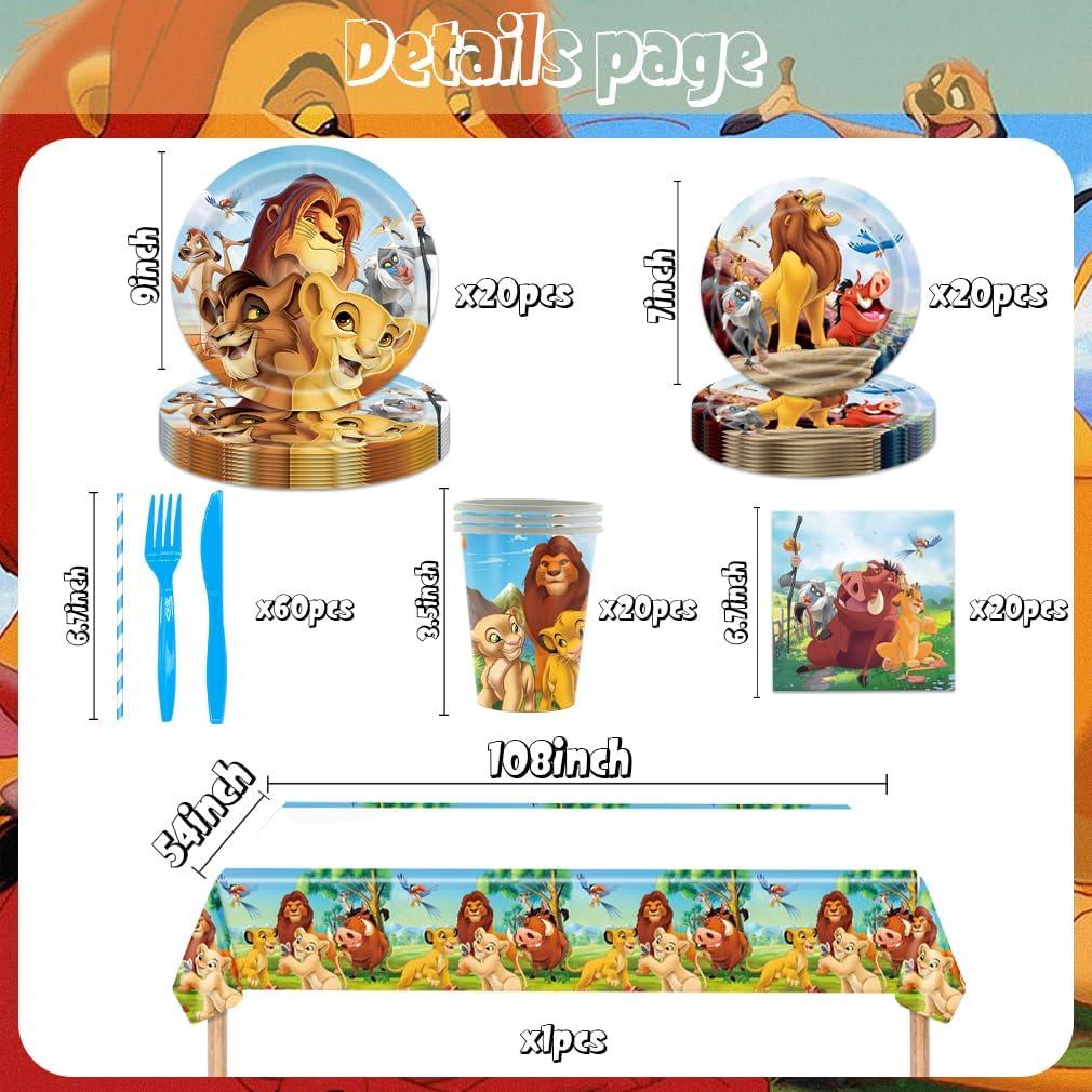 Suministros Fiesta Cumpleaños Rey León 141pcs - Genérico