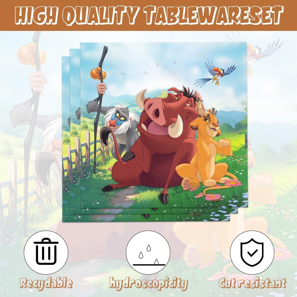 Suministros Fiesta Cumpleaños Rey León 141pcs - Genérico