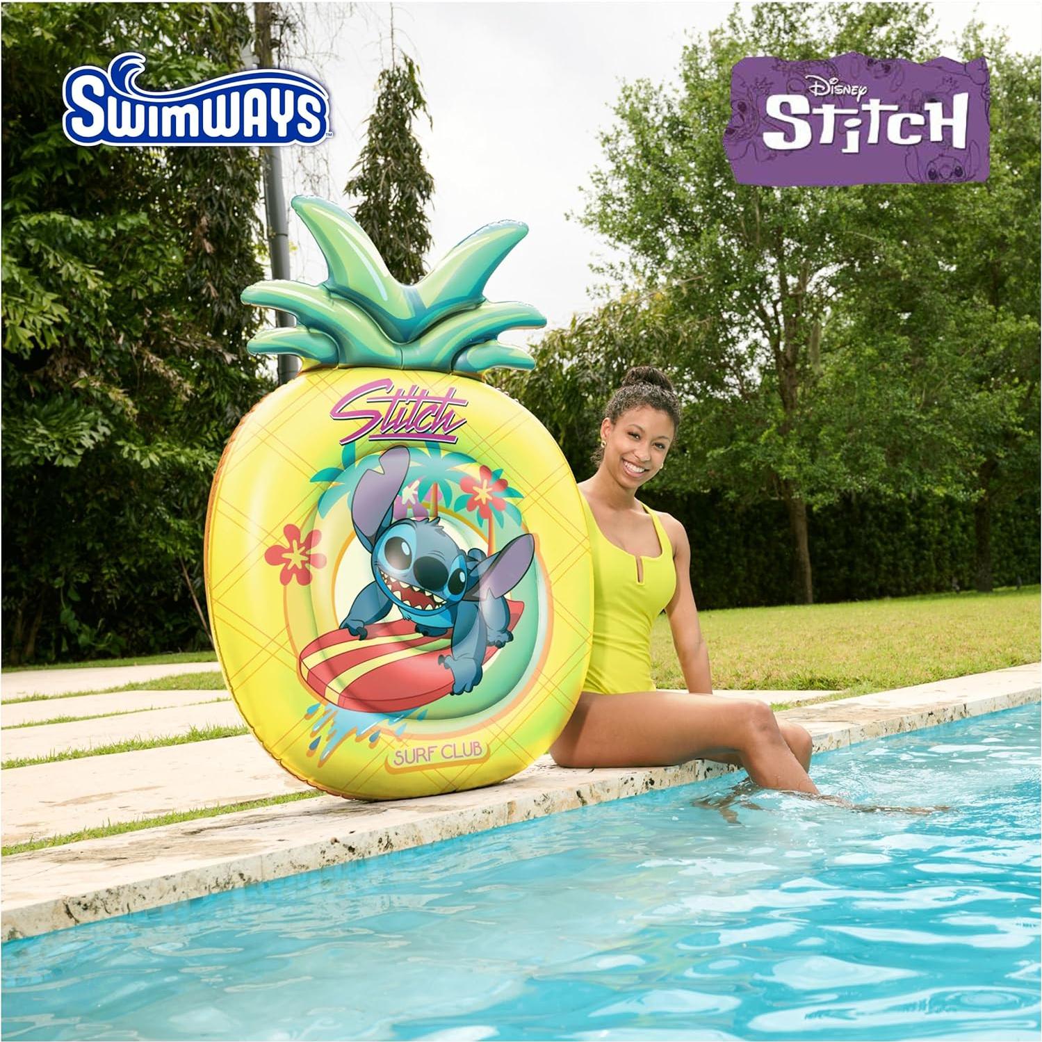 Flotador de piscina oversized Swimways Stitch 123 cm para adolescentes