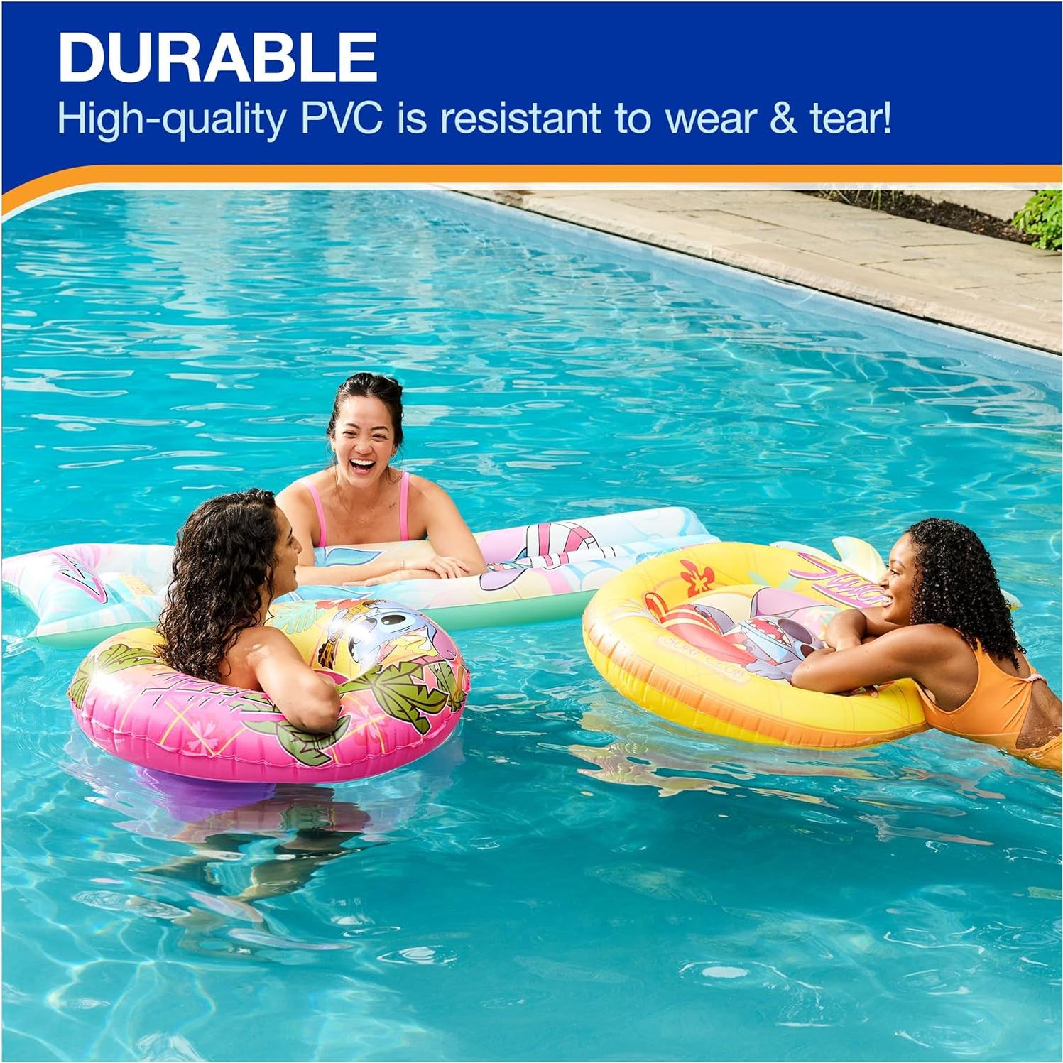 Flotador de piscina oversized Swimways Stitch 123 cm para adolescentes