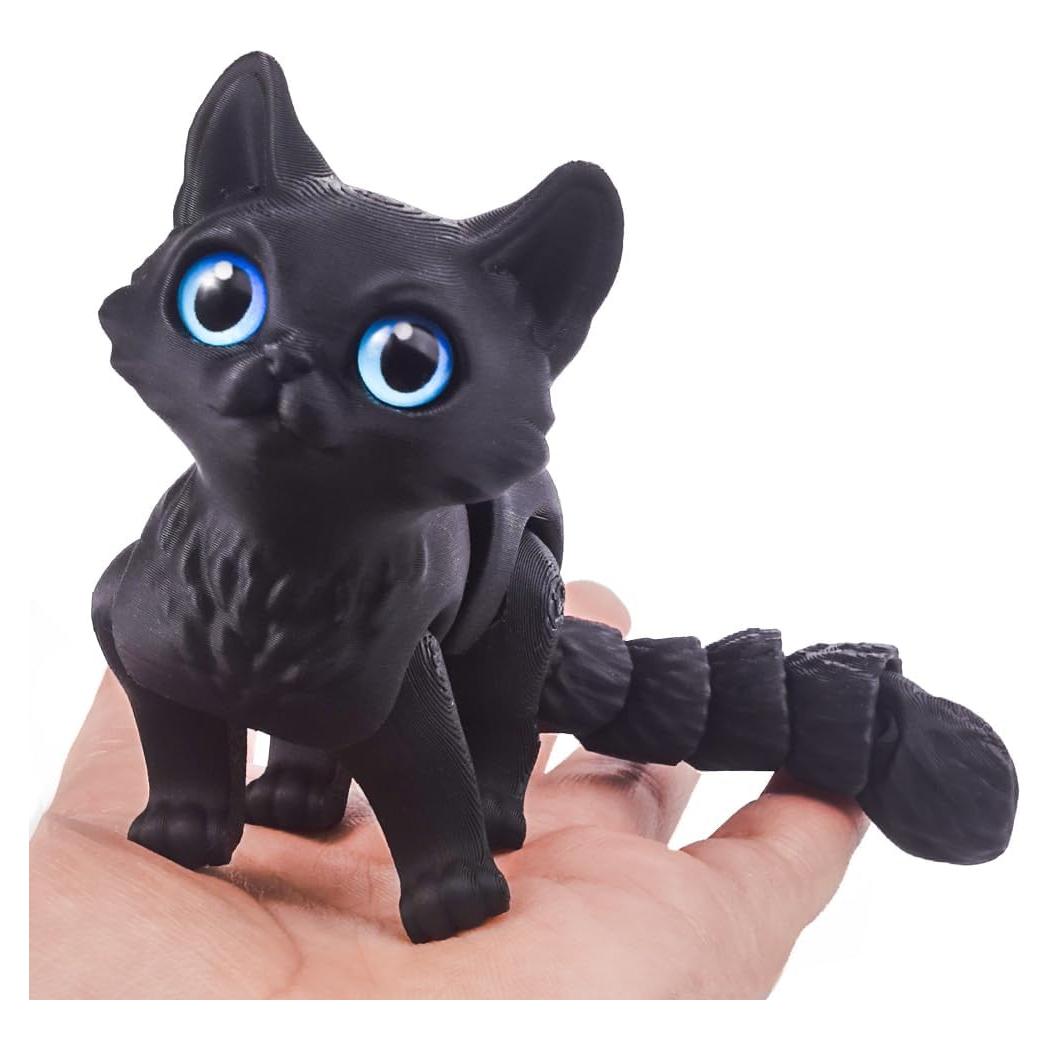 Gato Impreso en 3D WUQIREN Negro 15x5x8 cm Antiestrés