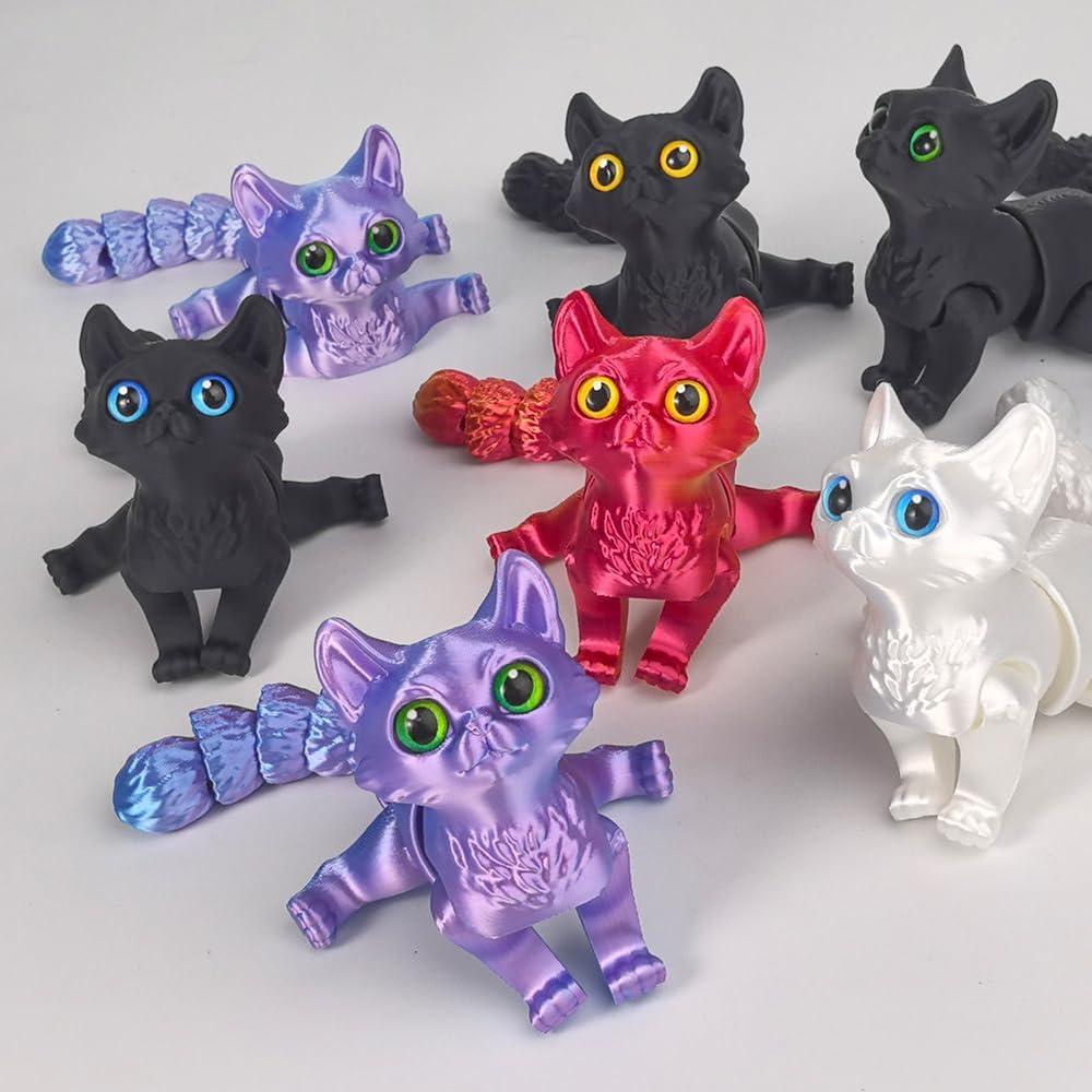 Gato Impreso en 3D WUQIREN Negro 15x5x8 cm Antiestrés