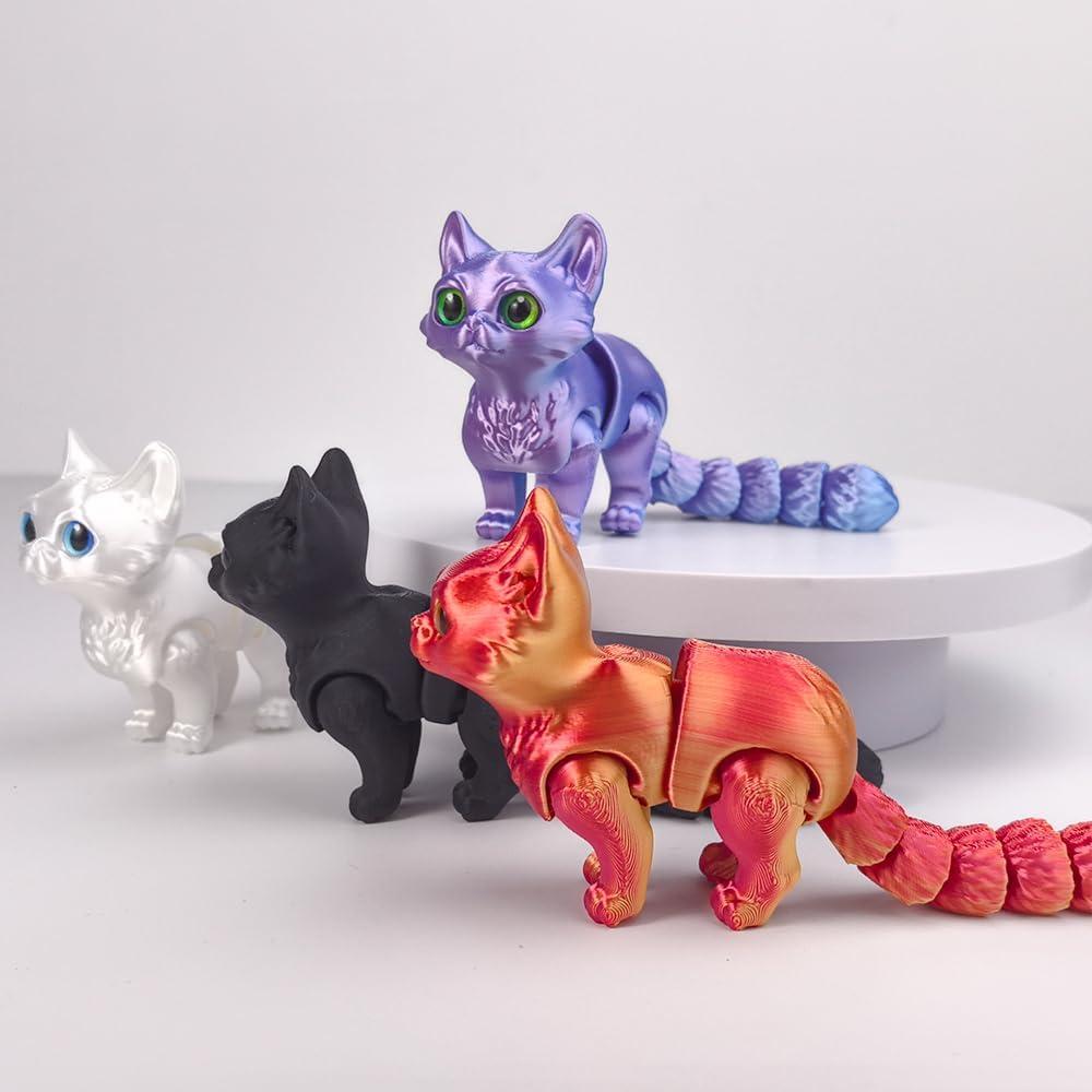 Gato Impreso en 3D WUQIREN Negro 15x5x8 cm Antiestrés