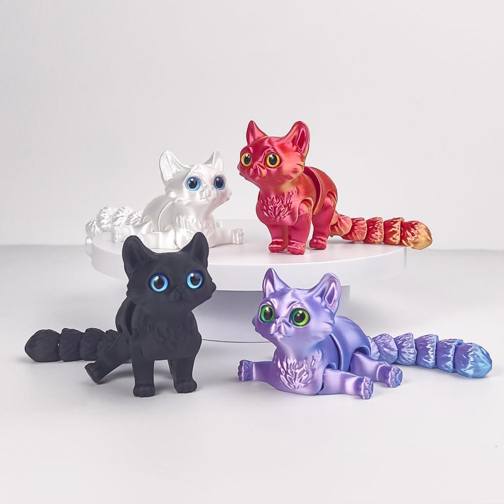 Gato Impreso en 3D WUQIREN Negro 15x5x8 cm Antiestrés