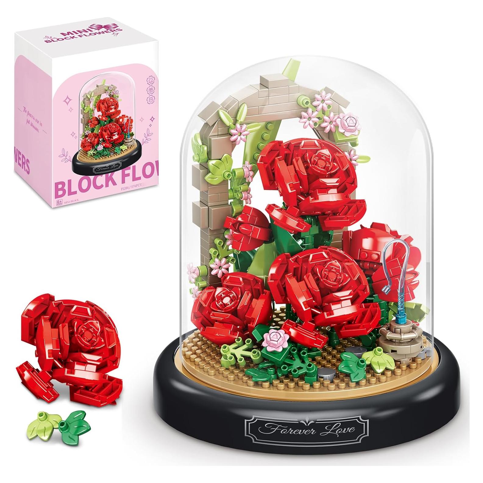 Juego de Construcción de Flores de Rosa ibrickpark 574 Piezas