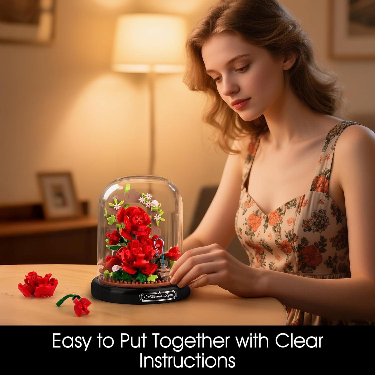 Juego de Construcción de Flores de Rosa ibrickpark 574 Piezas