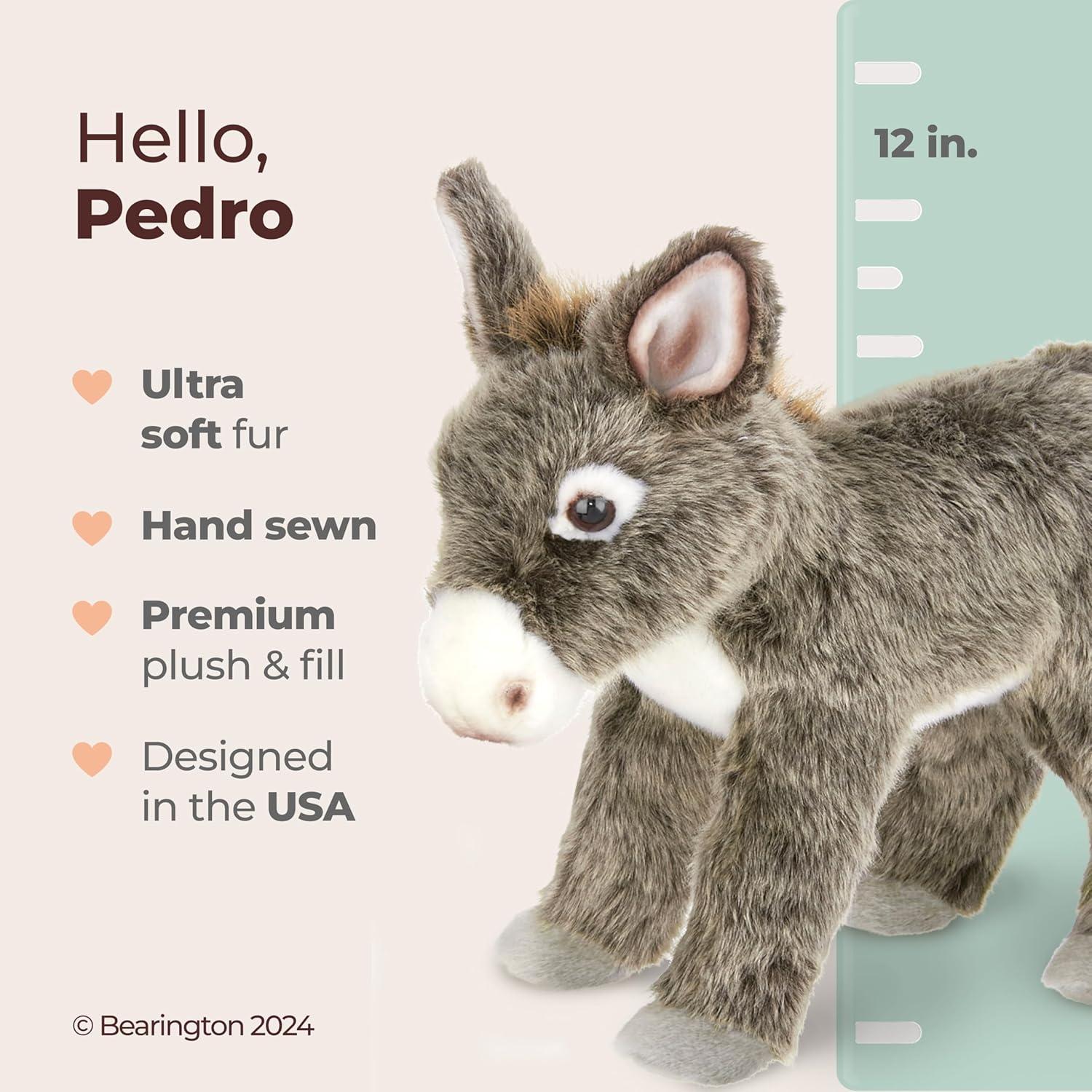Burro de Peluche Bearington Pedro 30.48 cm Suave y Abrazable