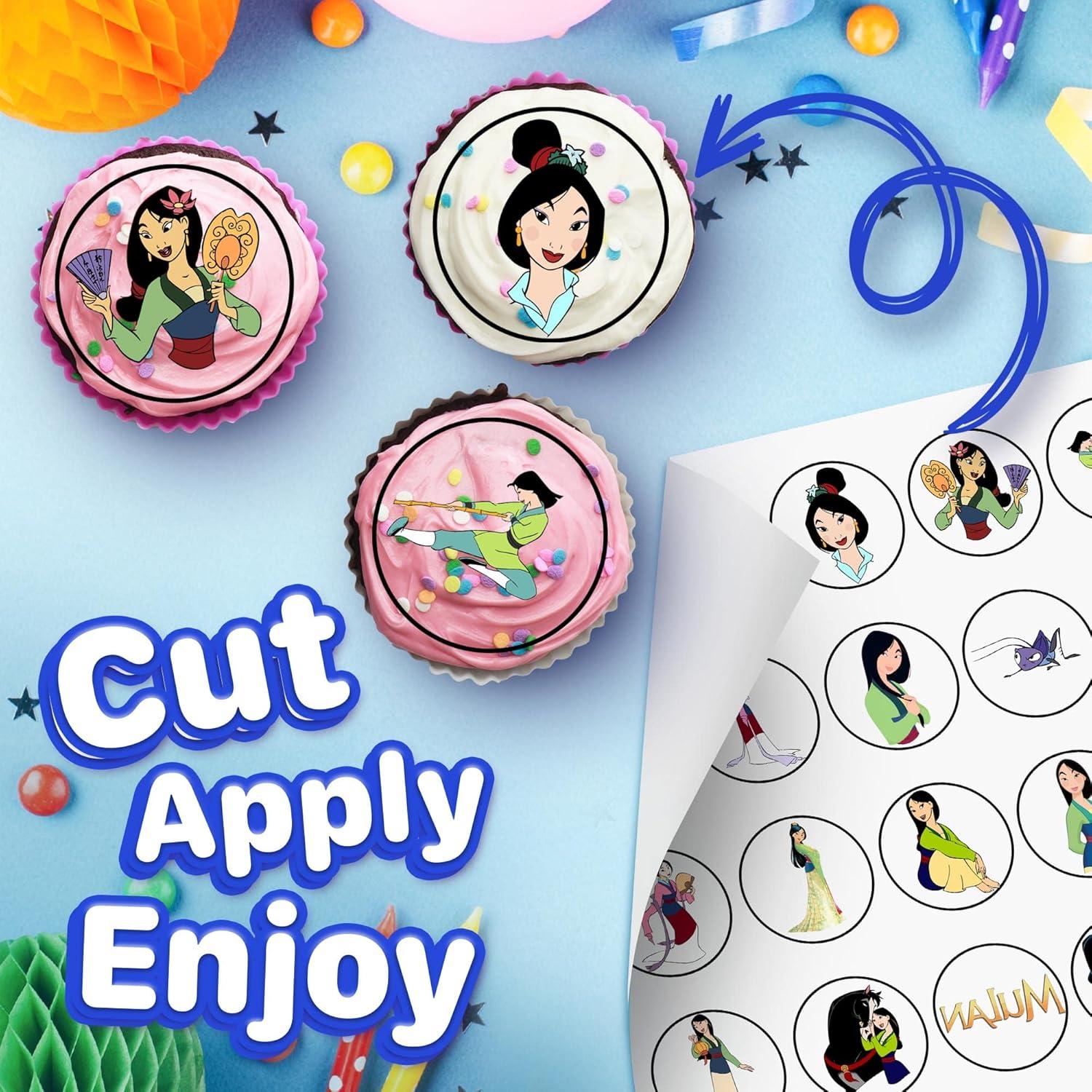 30 Decoraciones Comestibles para Cupcakes Mulan - Alta Calidad