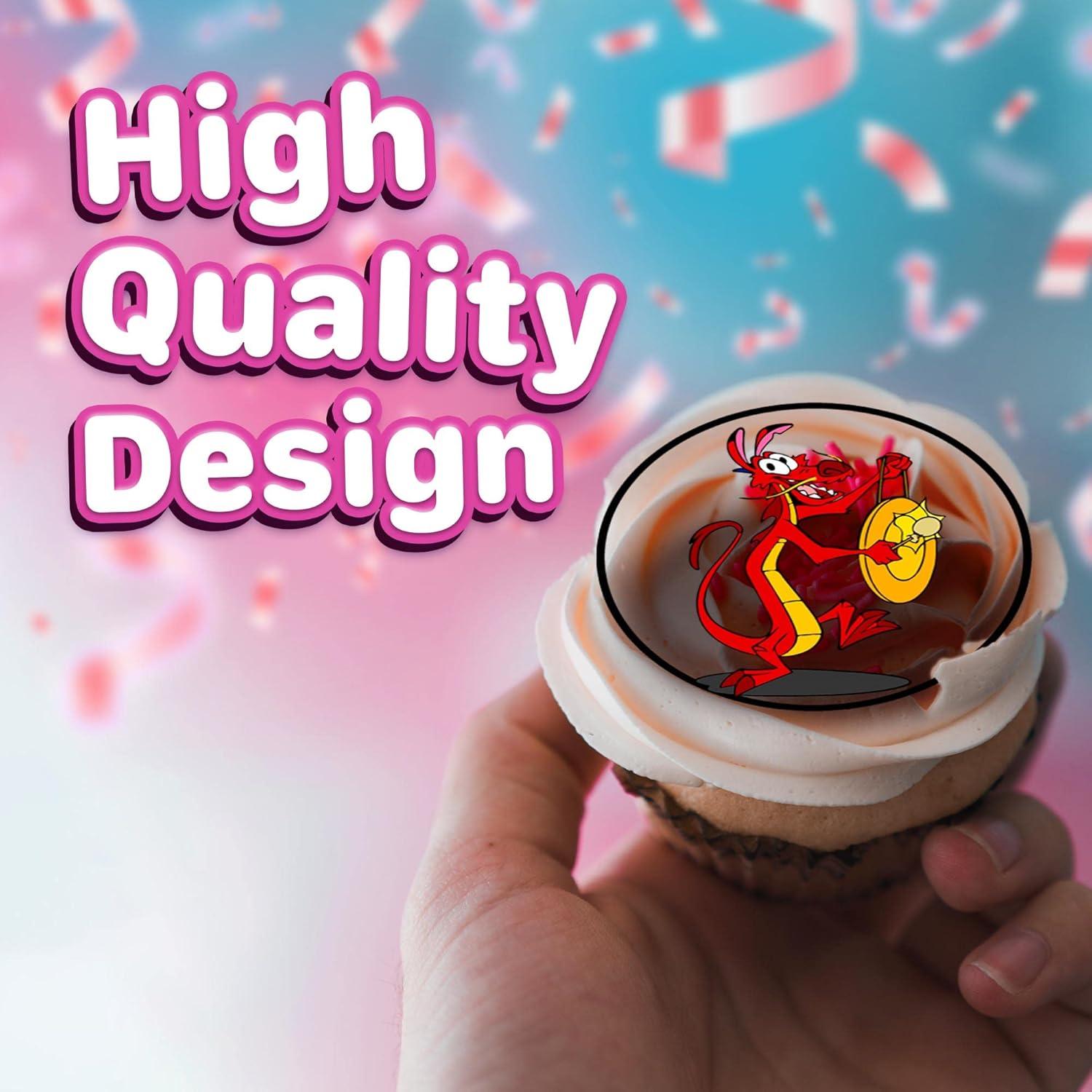 30 Decoraciones Comestibles para Cupcakes Mulan - Alta Calidad