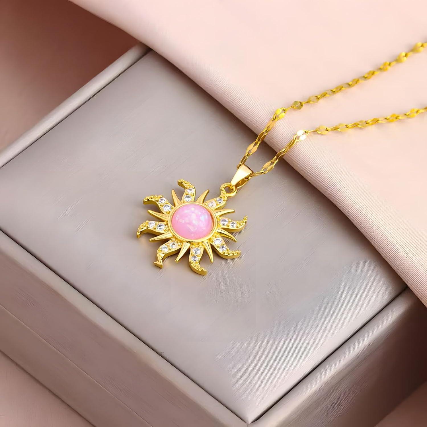 Collar de Sol Ópalo Dtexhif - Inspirado en Rapunzel, 39.88 cm