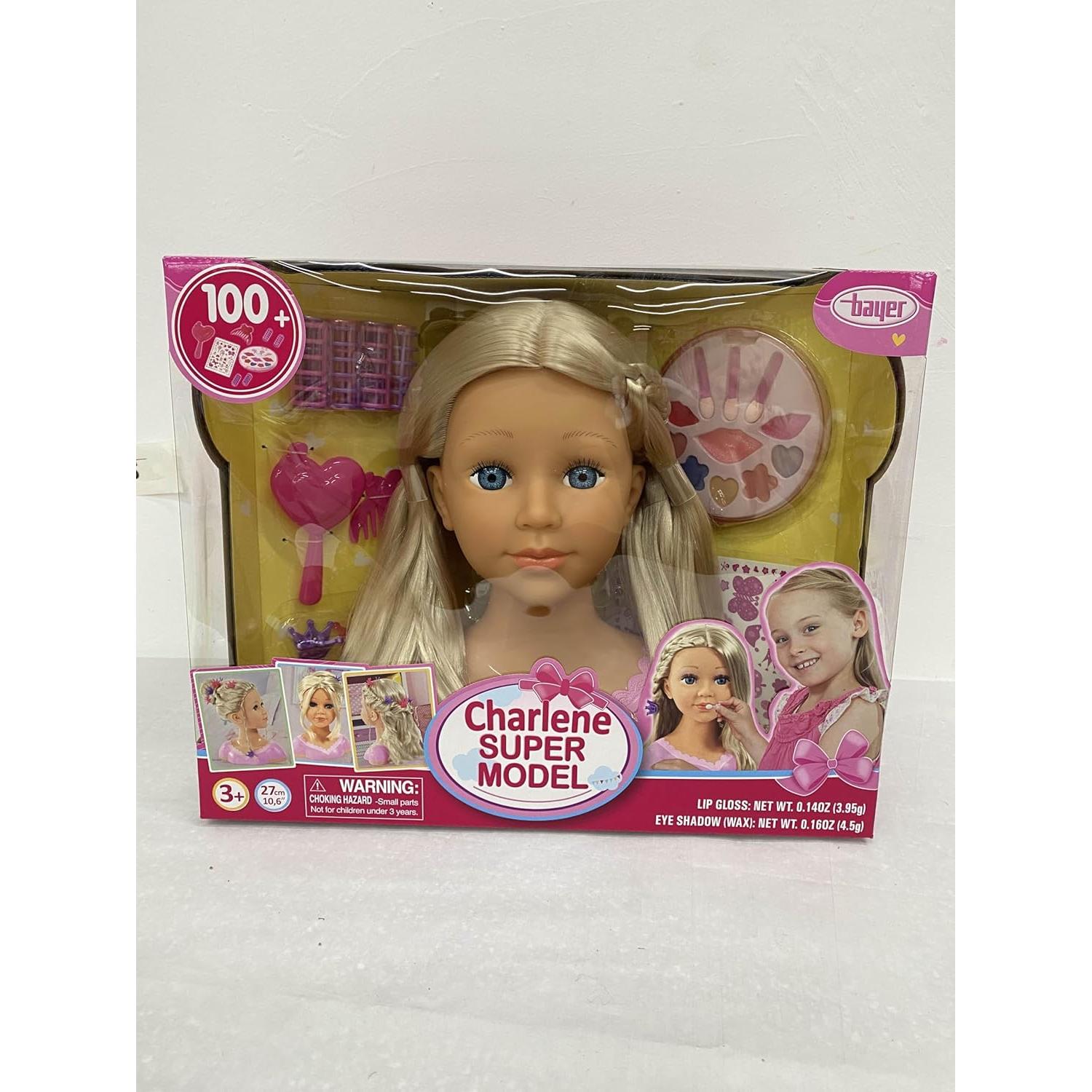 Cabeza de Estilo Charlene 27cm Bayer con Cabello Rubio y Maquillaje