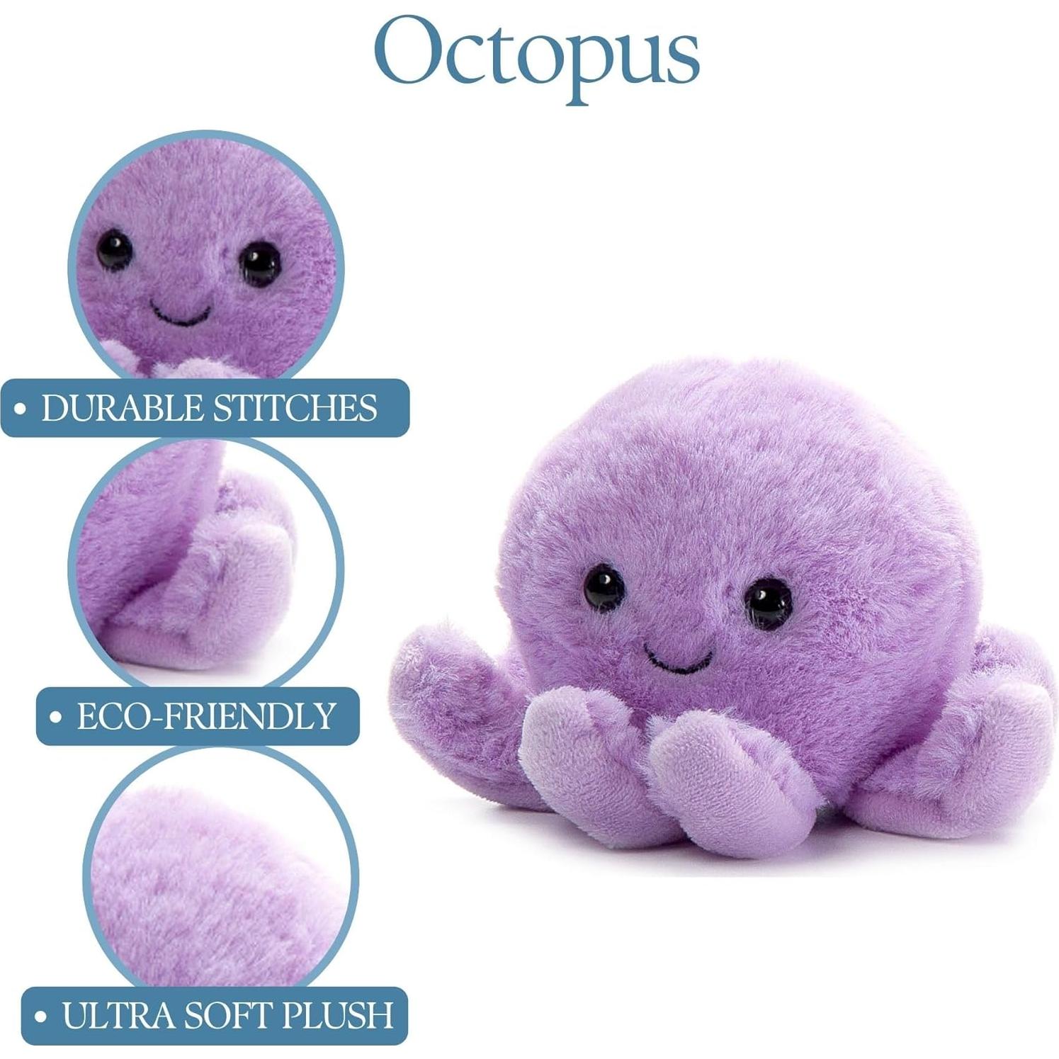 Juguete de Peluche Pulpo Púrpura 15 cm El Zoológico de Caricias