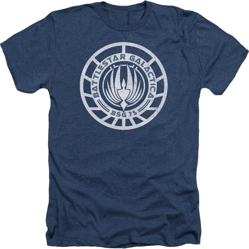 Camiseta Heather Battlestar Galactica Hombre Azul Marino XL