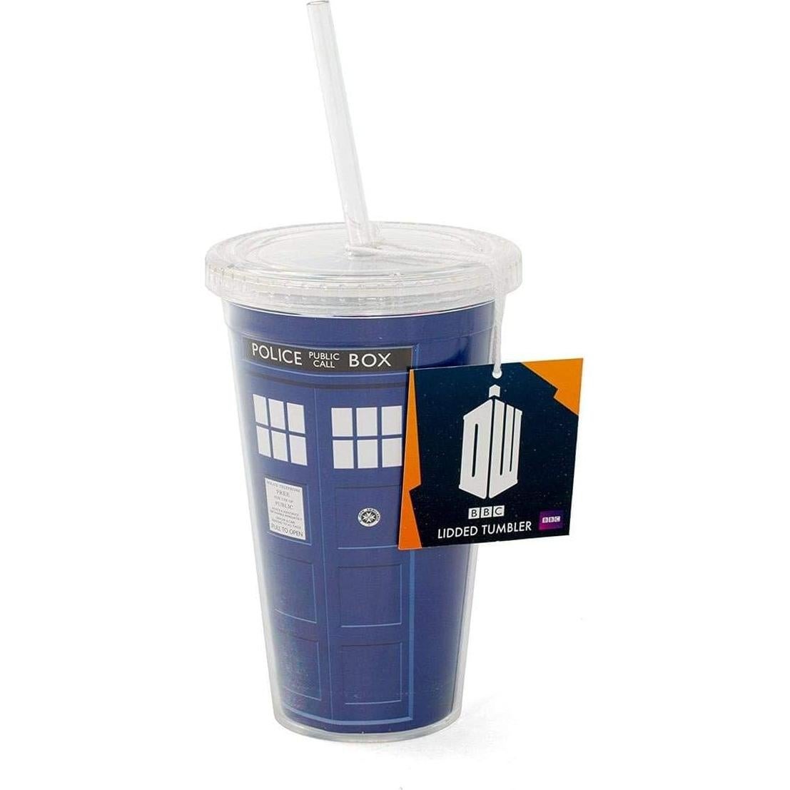 Taza Reutilizable TARDIS Doctor Who 0.47 L con Tapa y Popote