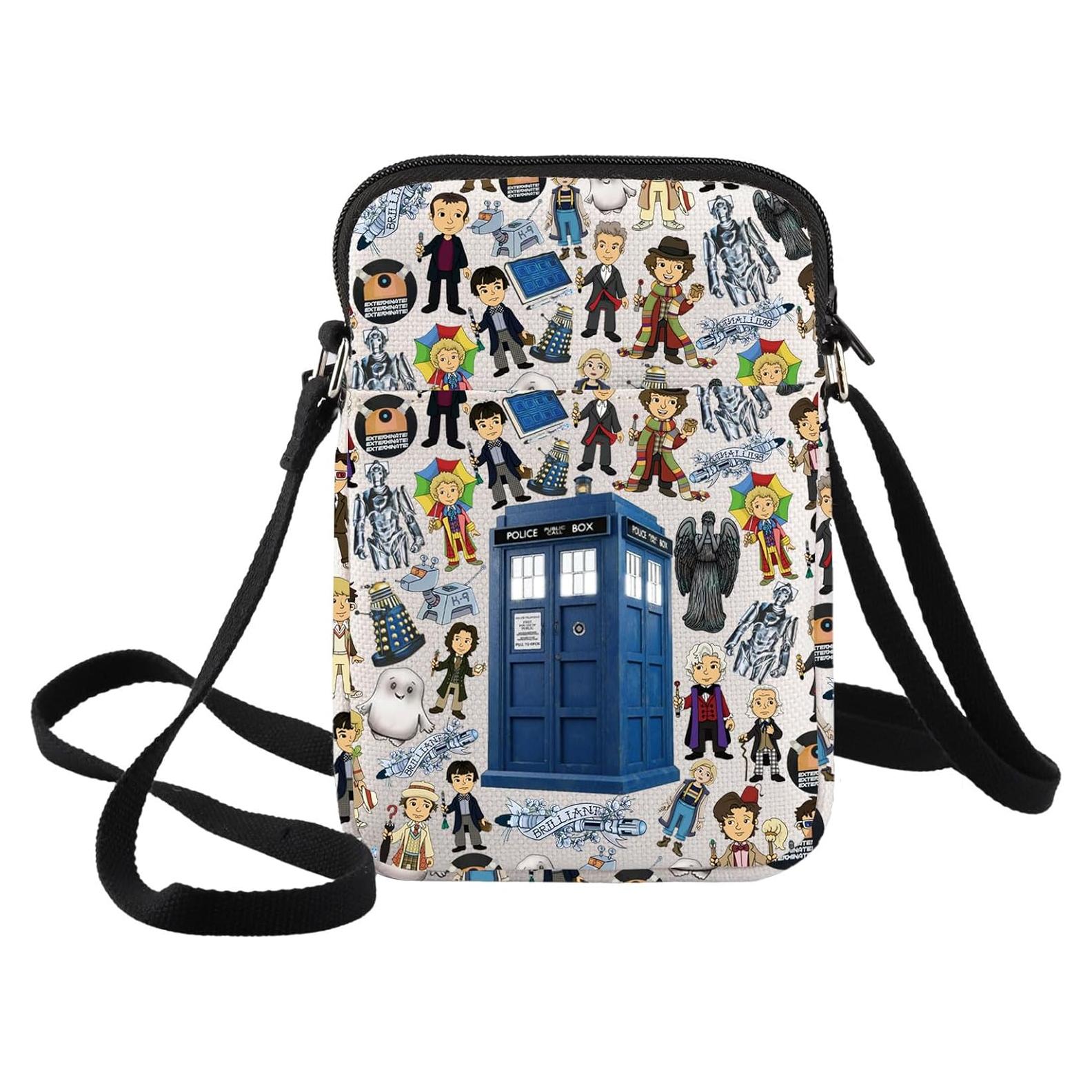 Bolsa Cruzada Dr Who para Fans - Lona de Algodón 21.4x14.5cm