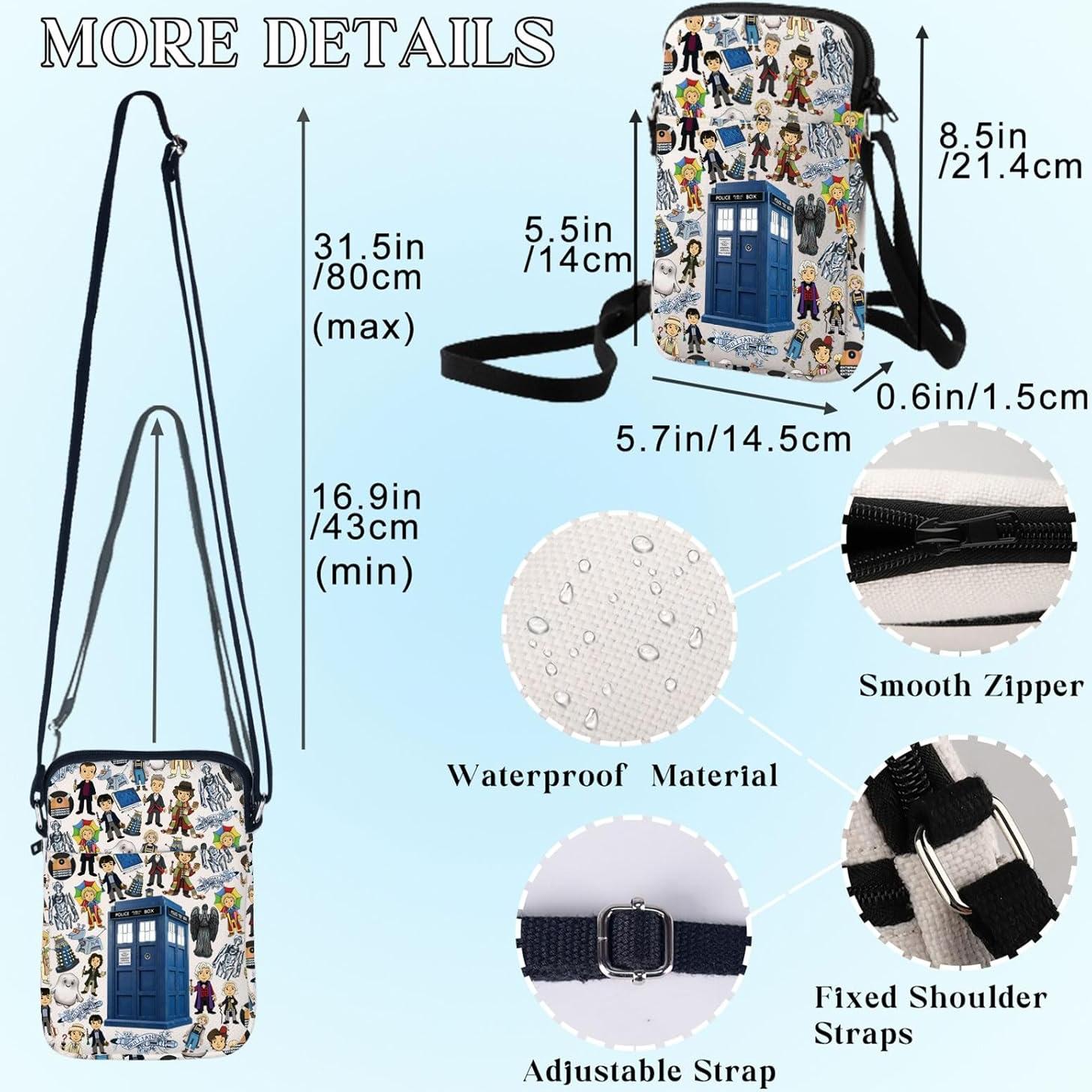 Bolsa Cruzada Dr Who para Fans - Lona de Algodón 21.4x14.5cm