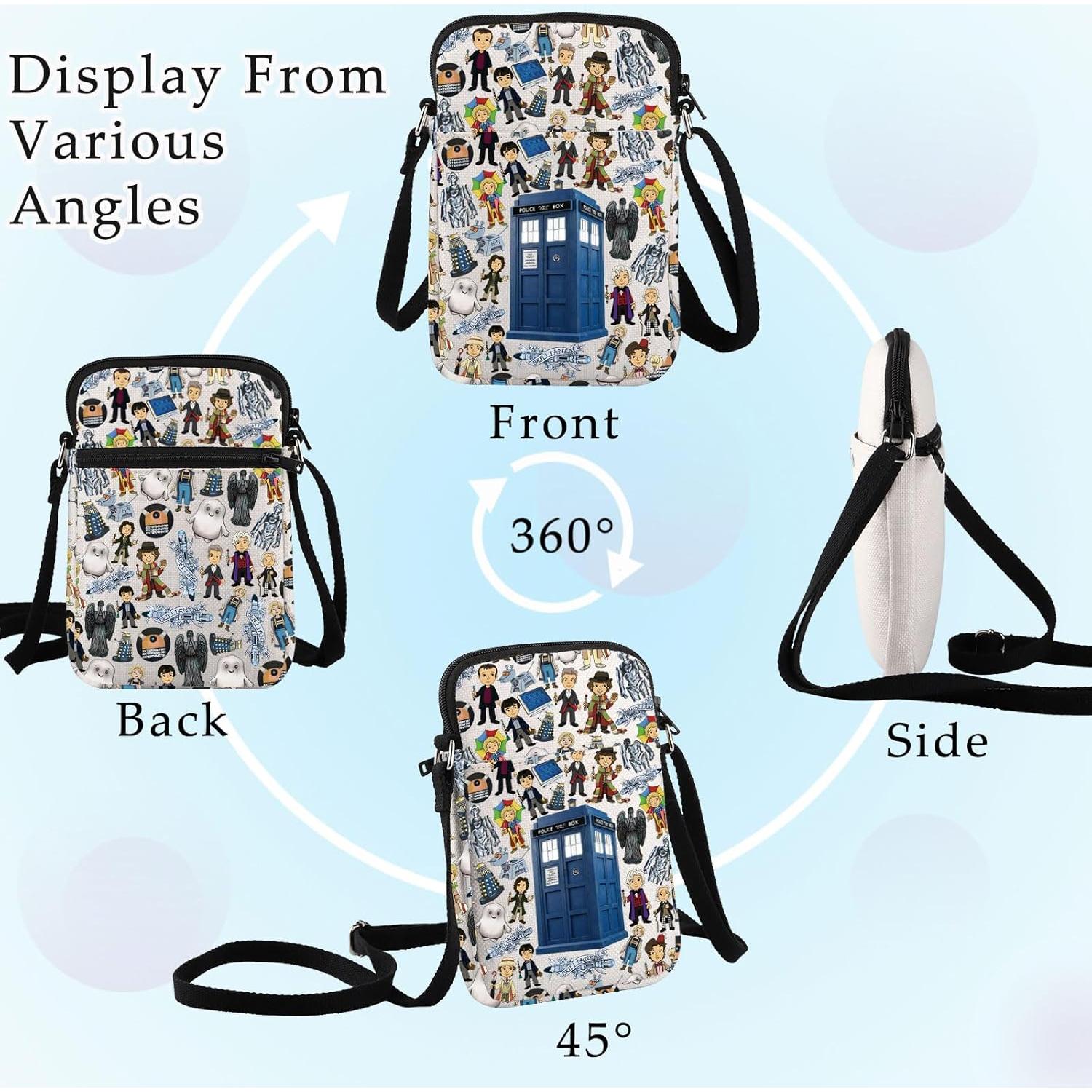 Bolsa Cruzada Dr Who para Fans - Lona de Algodón 21.4x14.5cm