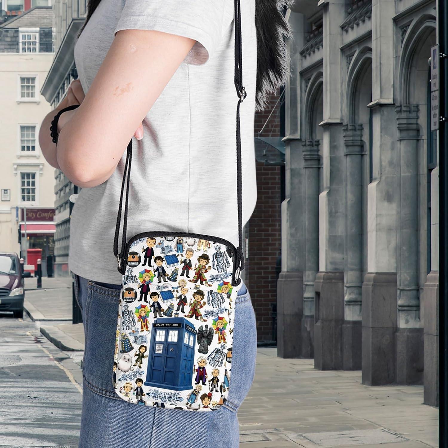 Bolsa Cruzada Dr Who para Fans - Lona de Algodón 21.4x14.5cm