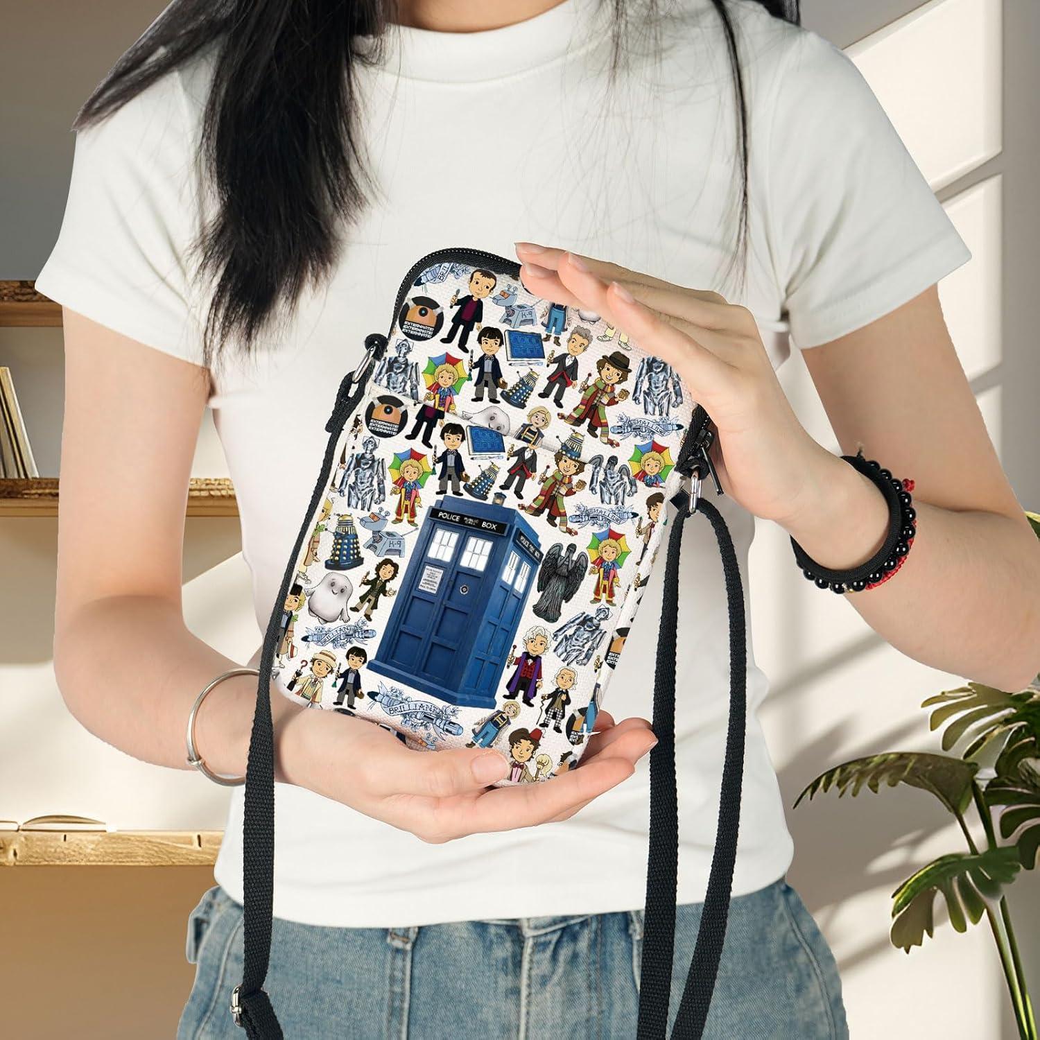 Bolsa Cruzada Dr Who para Fans - Lona de Algodón 21.4x14.5cm