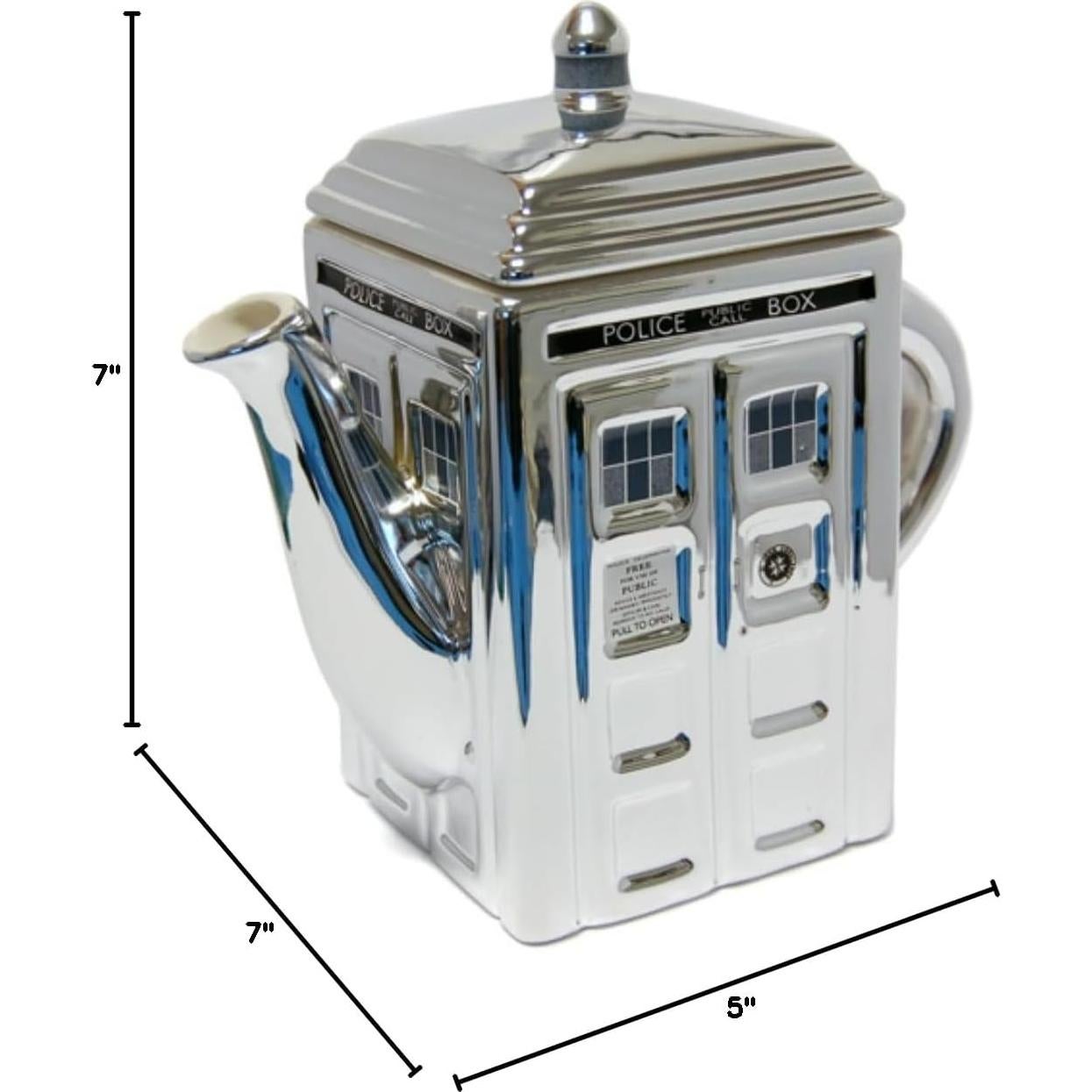 Tetera Cerámica 3D TARDIS Doctor Who Plateada 739ml