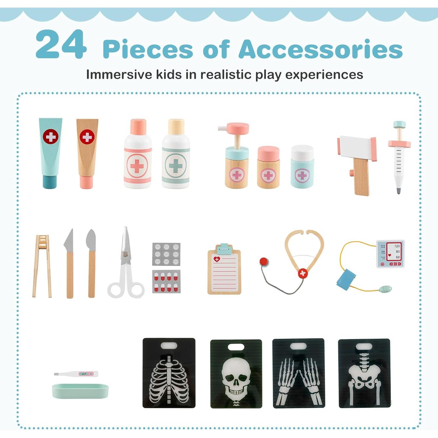 Juego de Doctor de Madera HONEY JOY 24 Piezas Azul