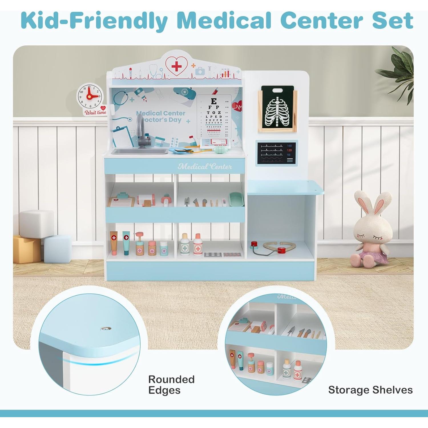 Juego de Doctor de Madera HONEY JOY 24 Piezas Azul