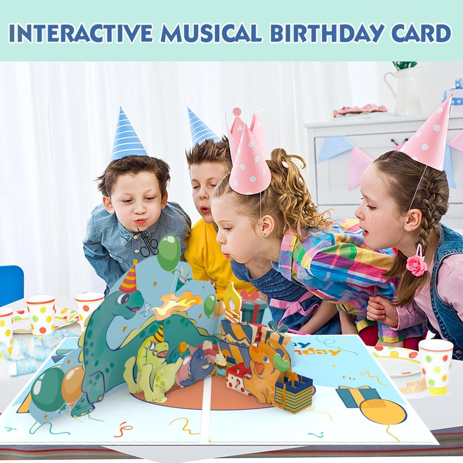 Tarjeta de Cumpleaños Musical Pop-Up Dinosaurio Ecloverlife 14.5x20.8cm