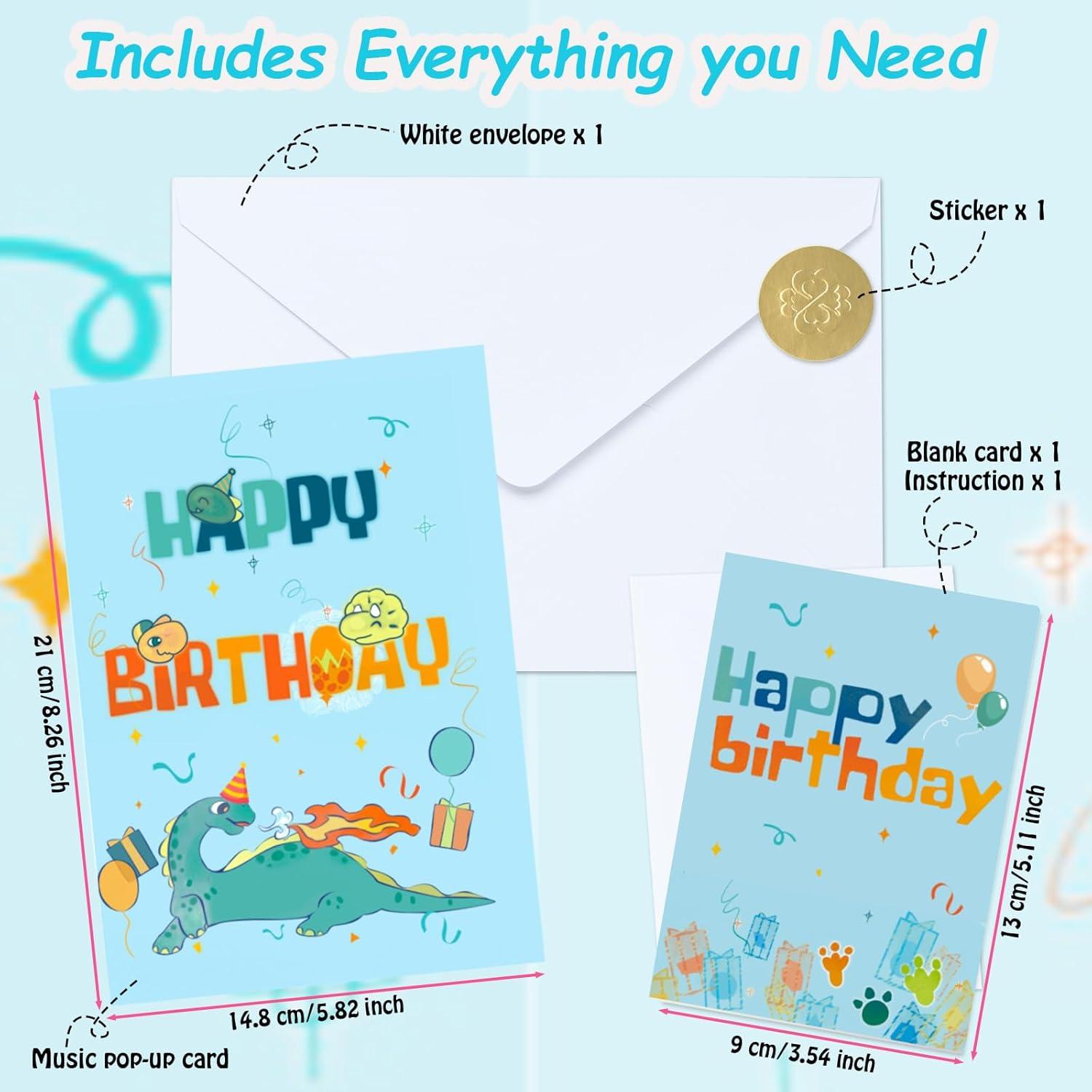 Tarjeta de Cumpleaños Musical Pop-Up Dinosaurio Ecloverlife 14.5x20.8cm