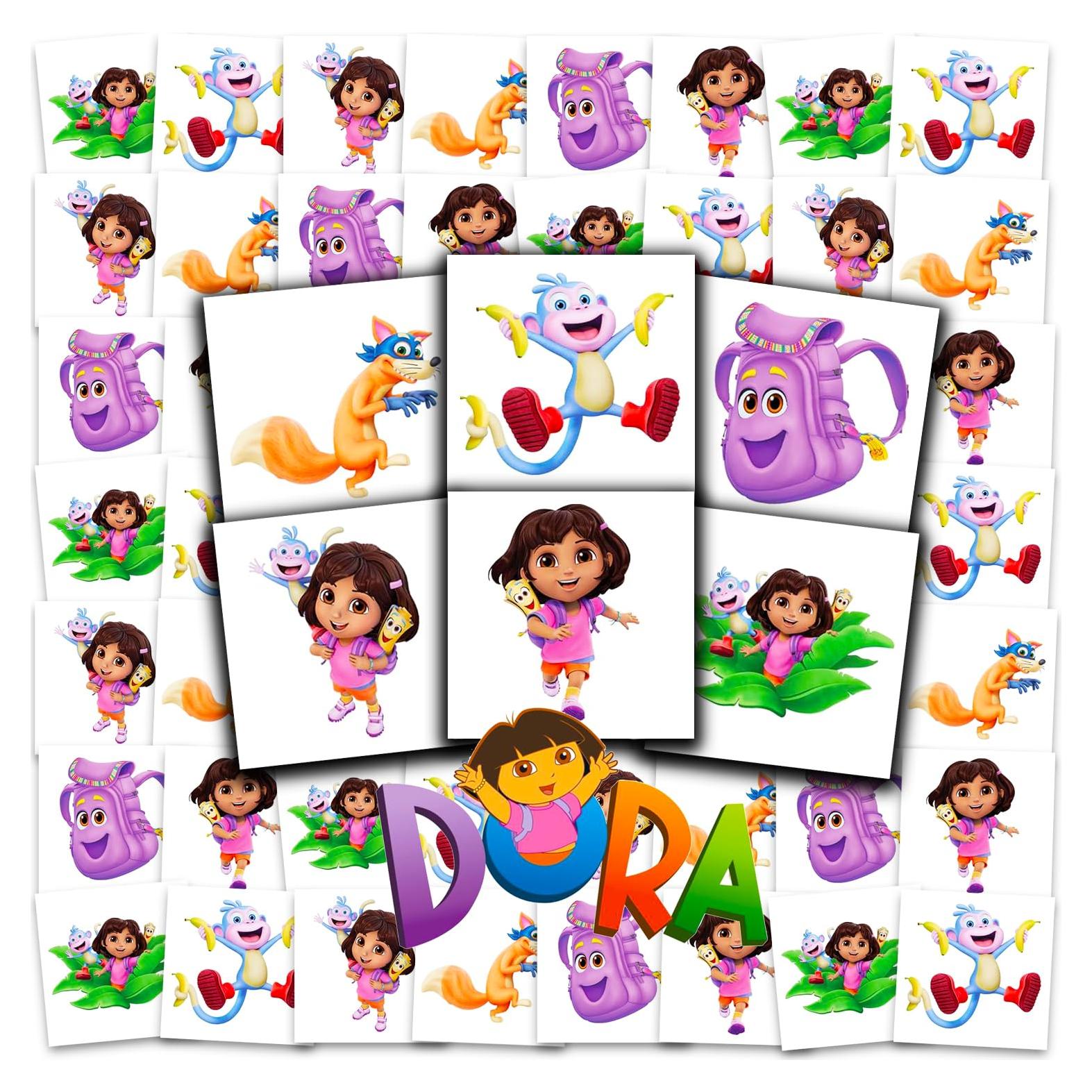 Tatuajes Temporales Dora la Exploradora - 70+ Tatuajes 5x5cm