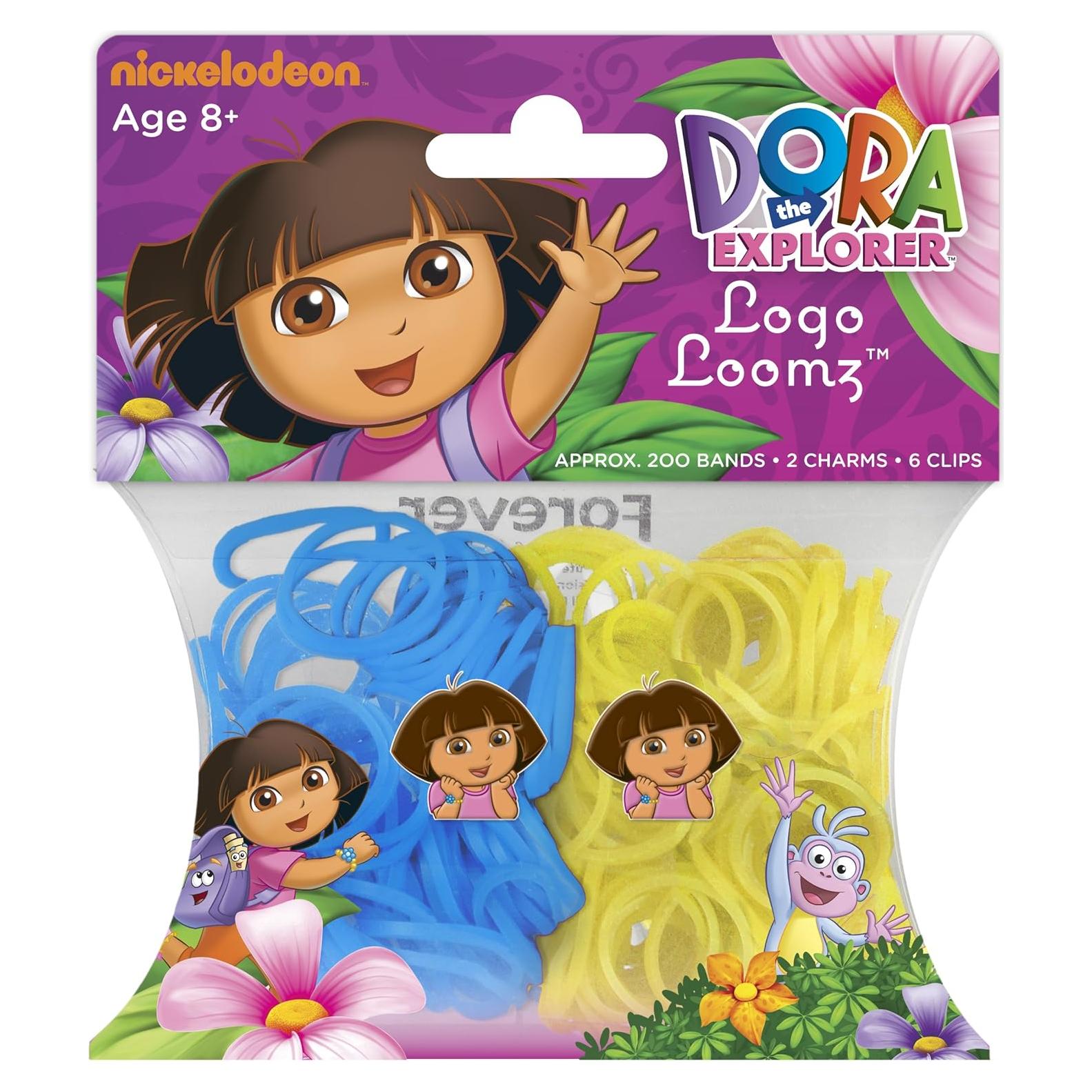 Kit de Loom Bands Nickelodeon Dora la Exploradora - 200 Bandas, 6 Clips, 1 Charm